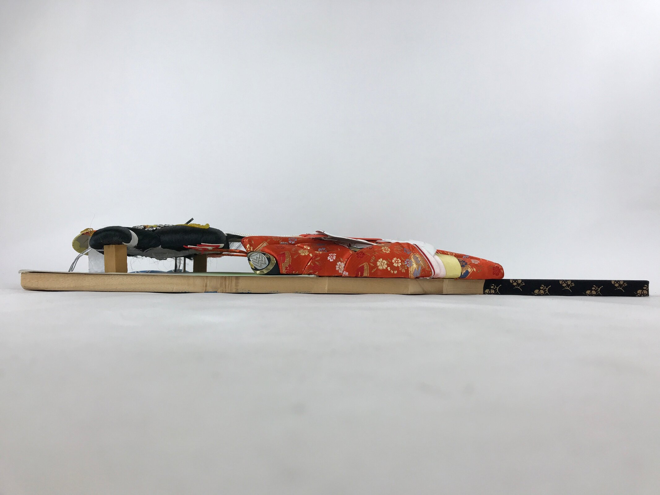 Japanese Decorative Wooden Paddle Hagoita Vtg Geisha Kimono New Years Game JK622