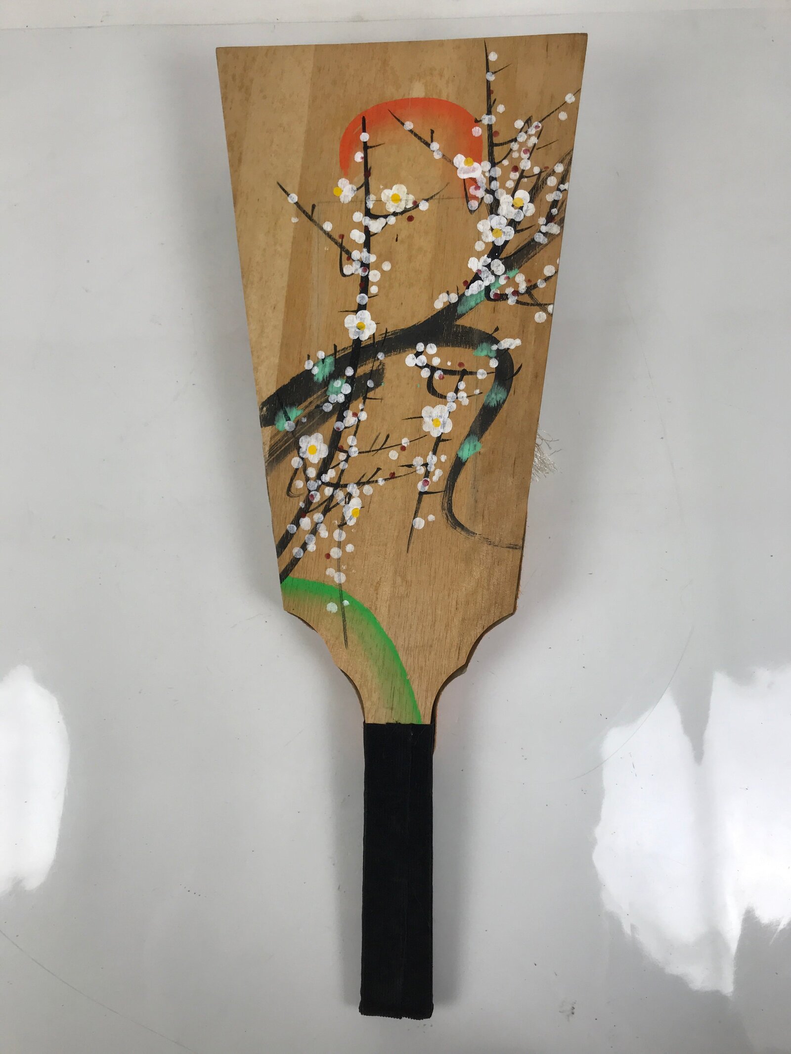 Japanese Decorative Wooden Paddle Hagoita Vtg Geisha Kimono New Years Game JK867
