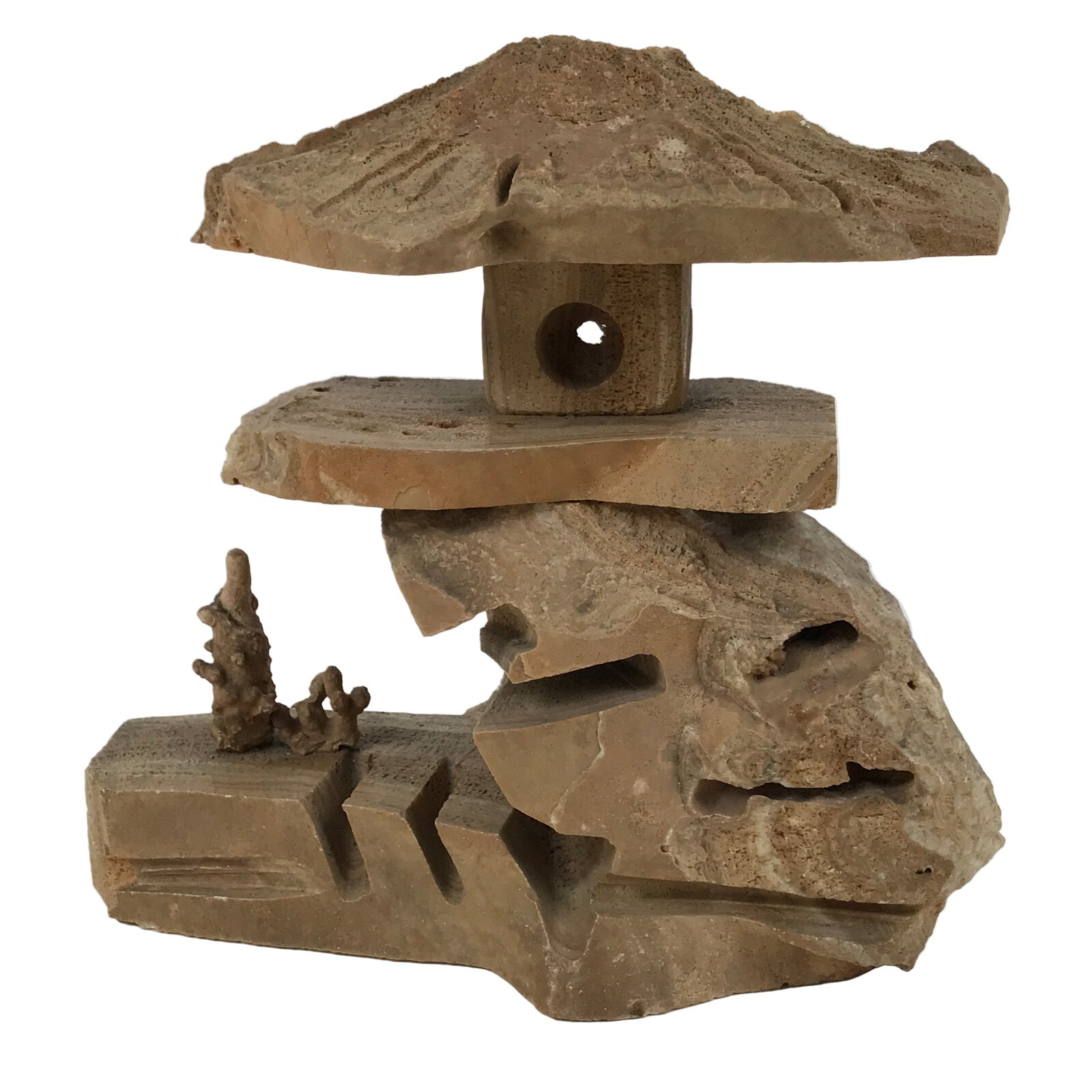 Japanese Decortive Stone Lantern Toro Vtg Okimono Statue Sculpture Brown ST83