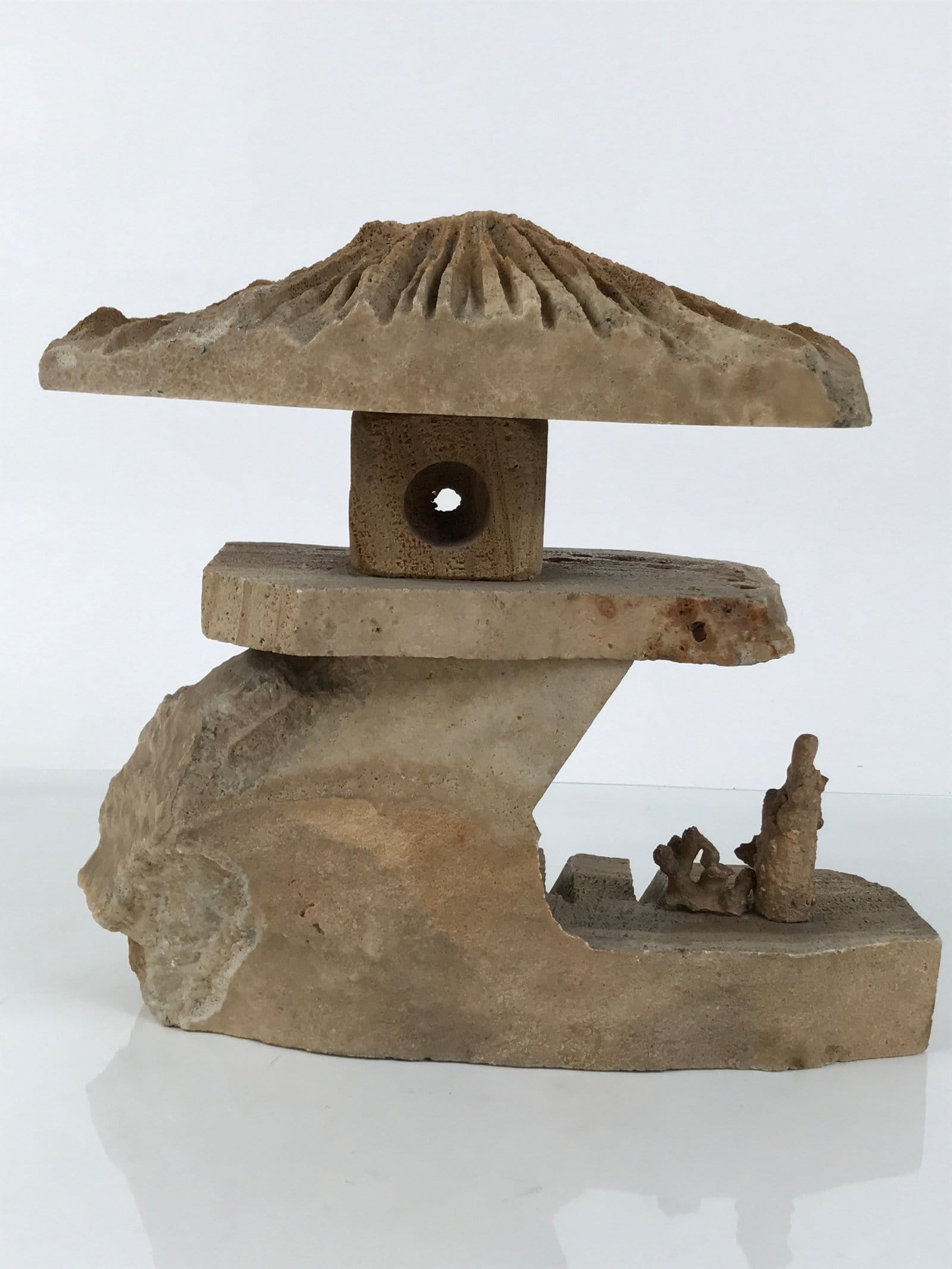 Japanese Decortive Stone Lantern Toro Vtg Okimono Statue Sculpture Brown ST83