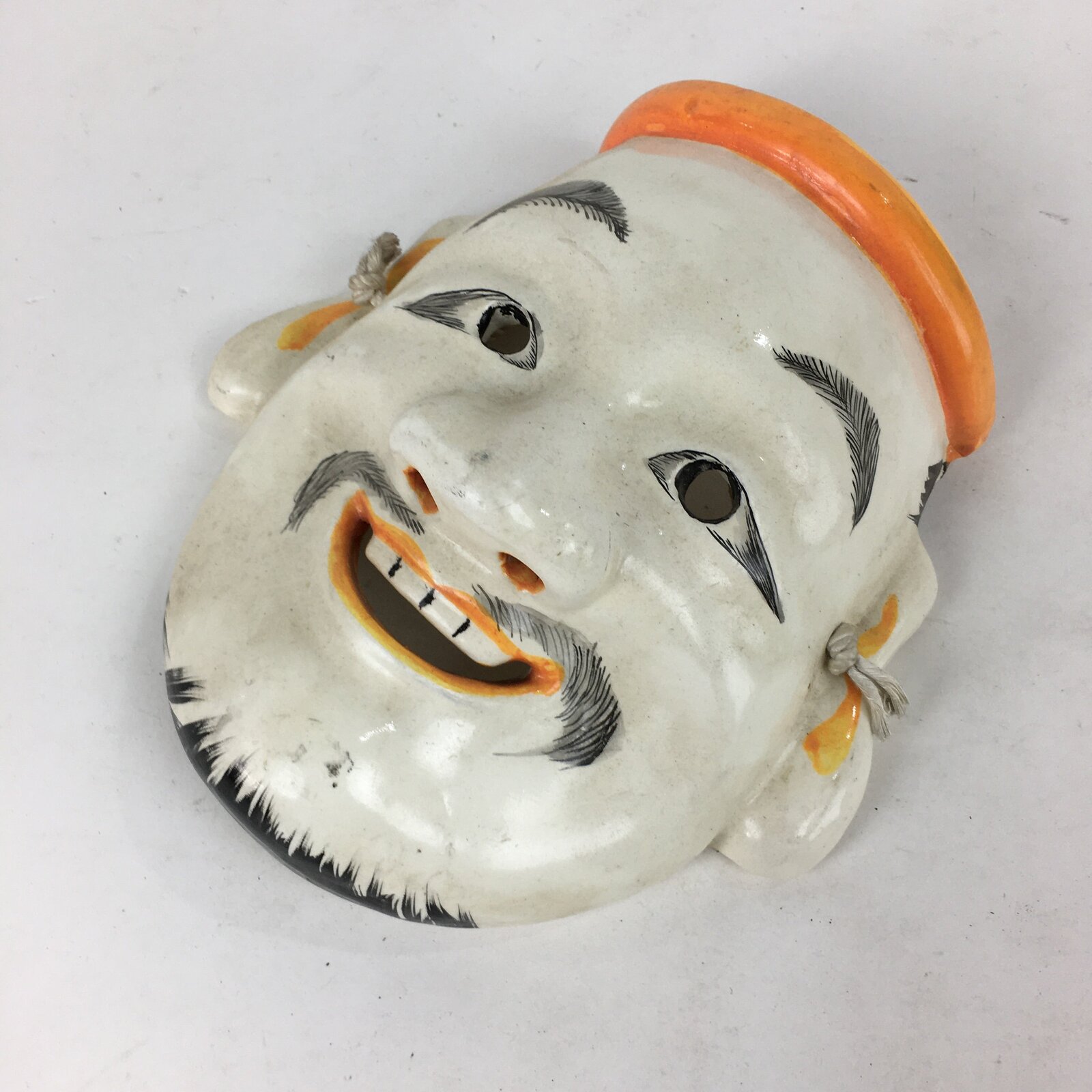 Japanese Display Ceramic Noh Mask Kagura Face Vtg Kyogen Bugaku Gigaku OM28