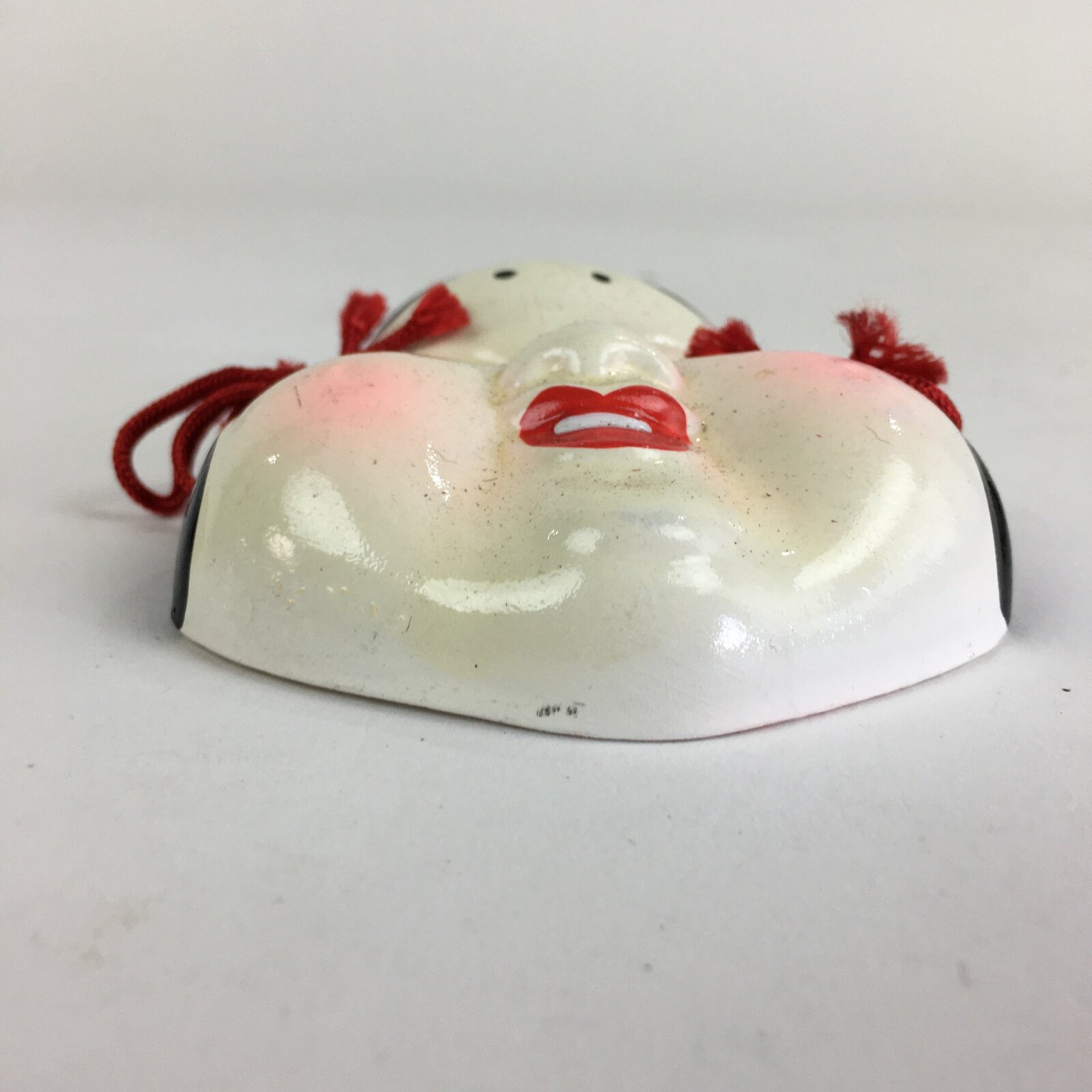 Japanese Display Ceramic Otafuku Mask Vtg Face Miniature Ornament JK286