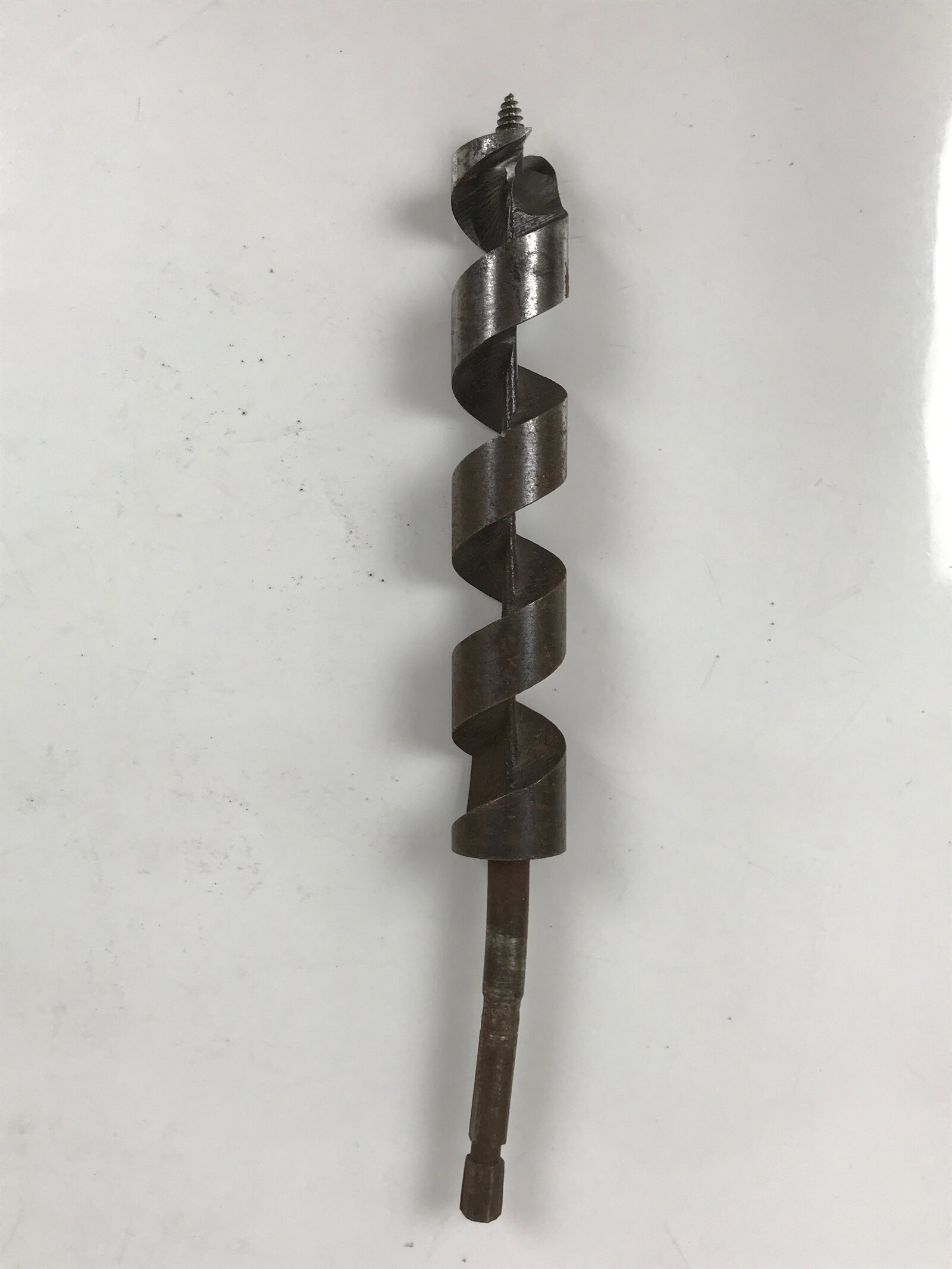 Japanese Drill Bit Woodworking Tool Vtg Carpentry Hole Screw Silver Brown T317