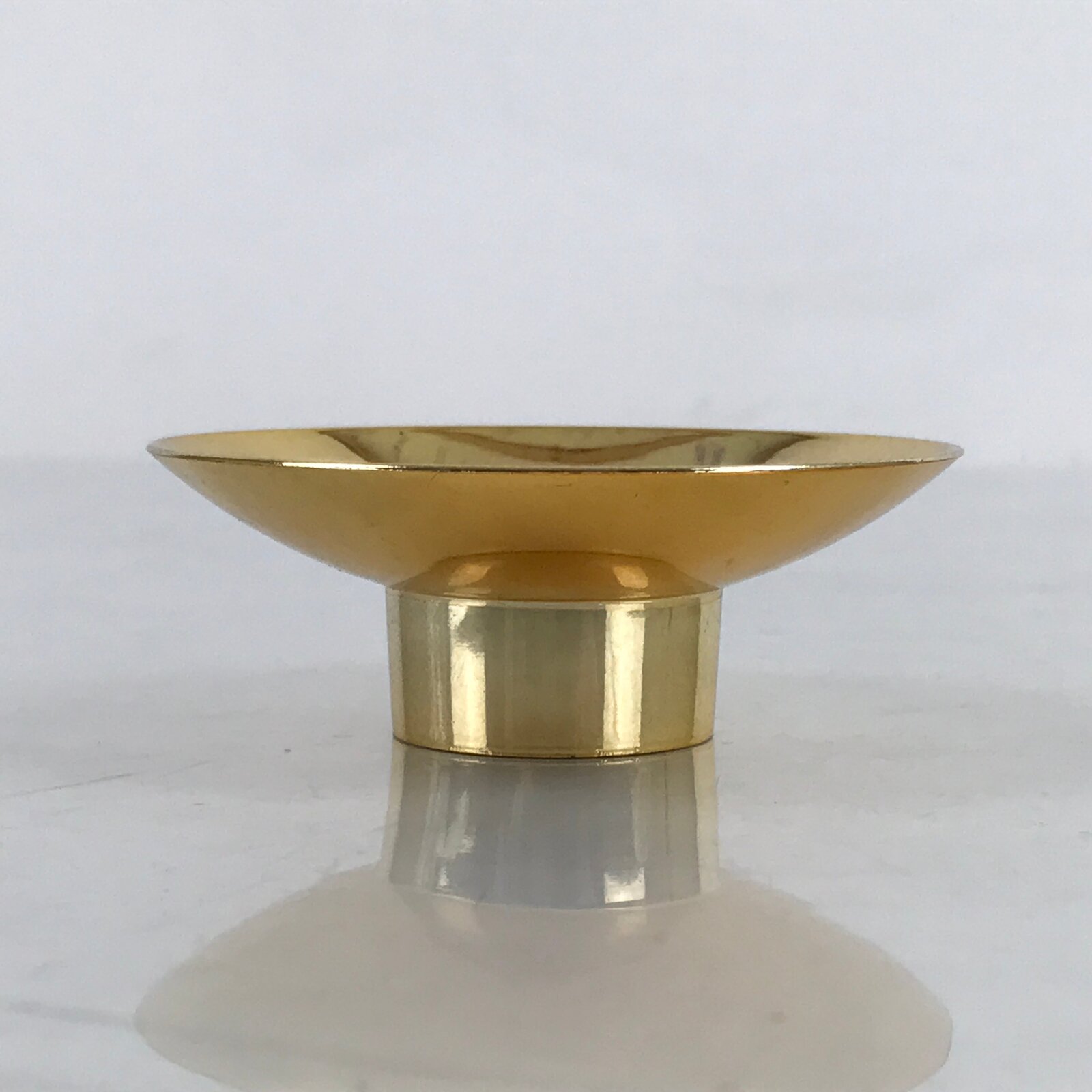Japanese Drinking Sake Cup Vtg Gold Replica Sakazuki w/Box w/Stand JK757