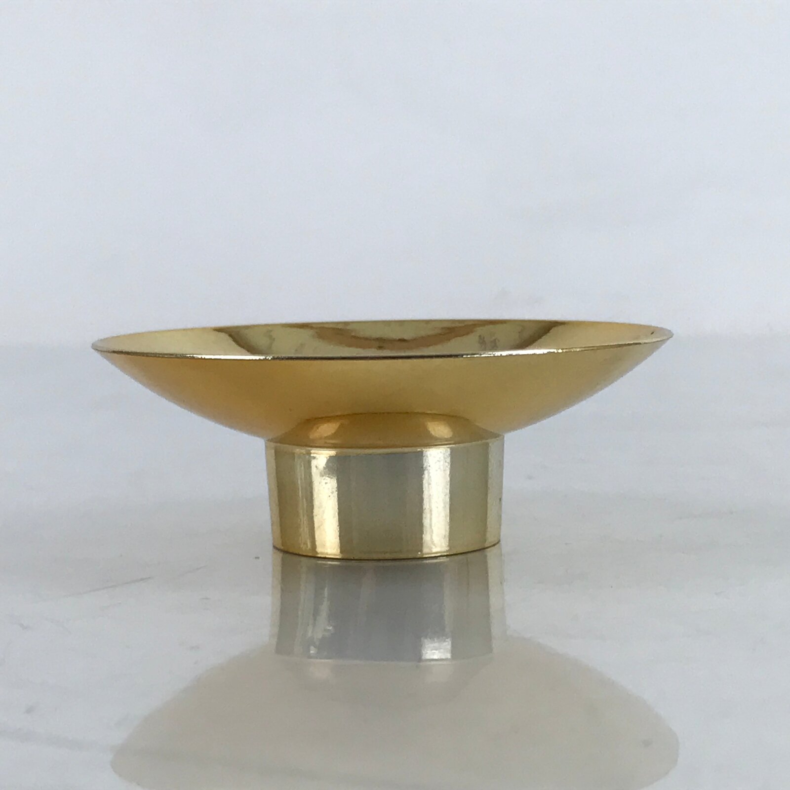 Japanese Drinking Sake Cup Vtg Gold Replica Sakazuki w/Box w/Stand JK757