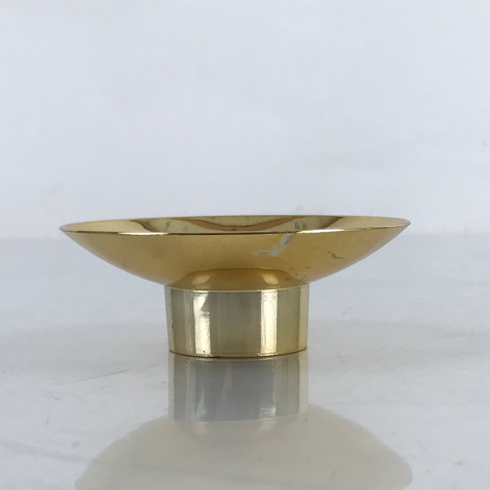 Japanese Drinking Sake Cup Vtg Gold Replica Sakazuki w/Box w/Stand JK757