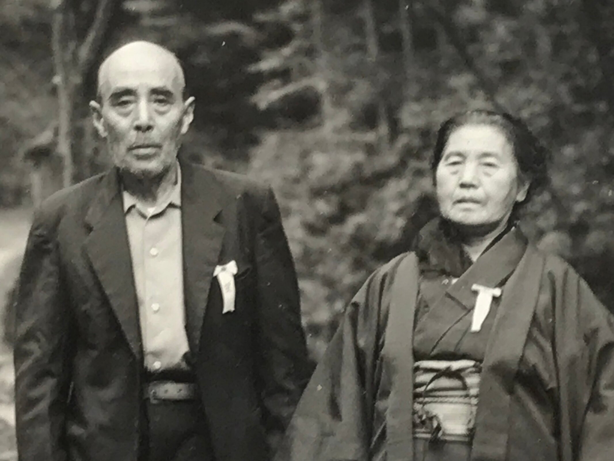 Japanese Elderly Couple Portrait Photograph Daily Life Kimono Black White PH208