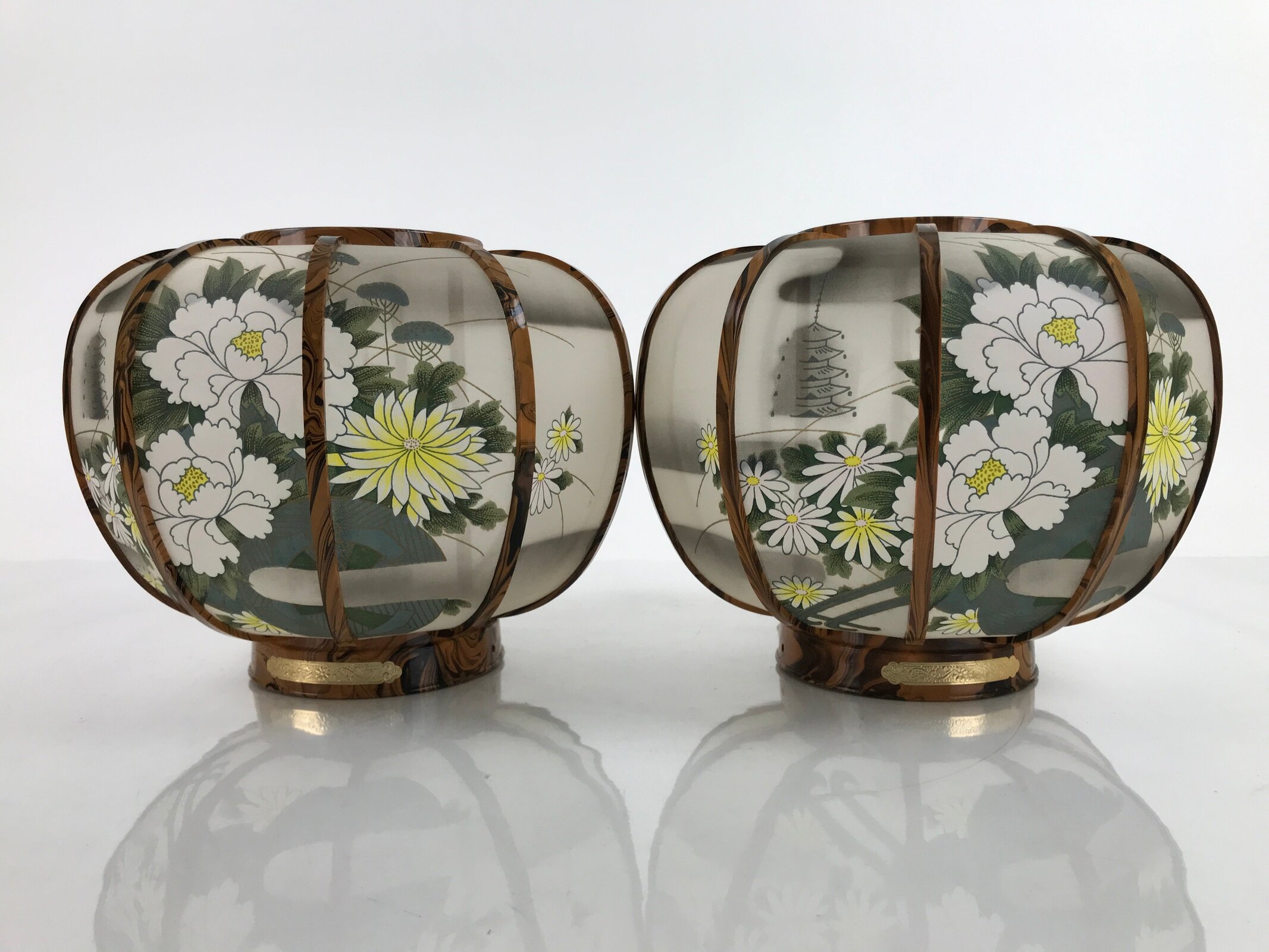 Japanese Electric Lantern Pair Vtg 3 Legs Standing Chochin Obon Festival LT82