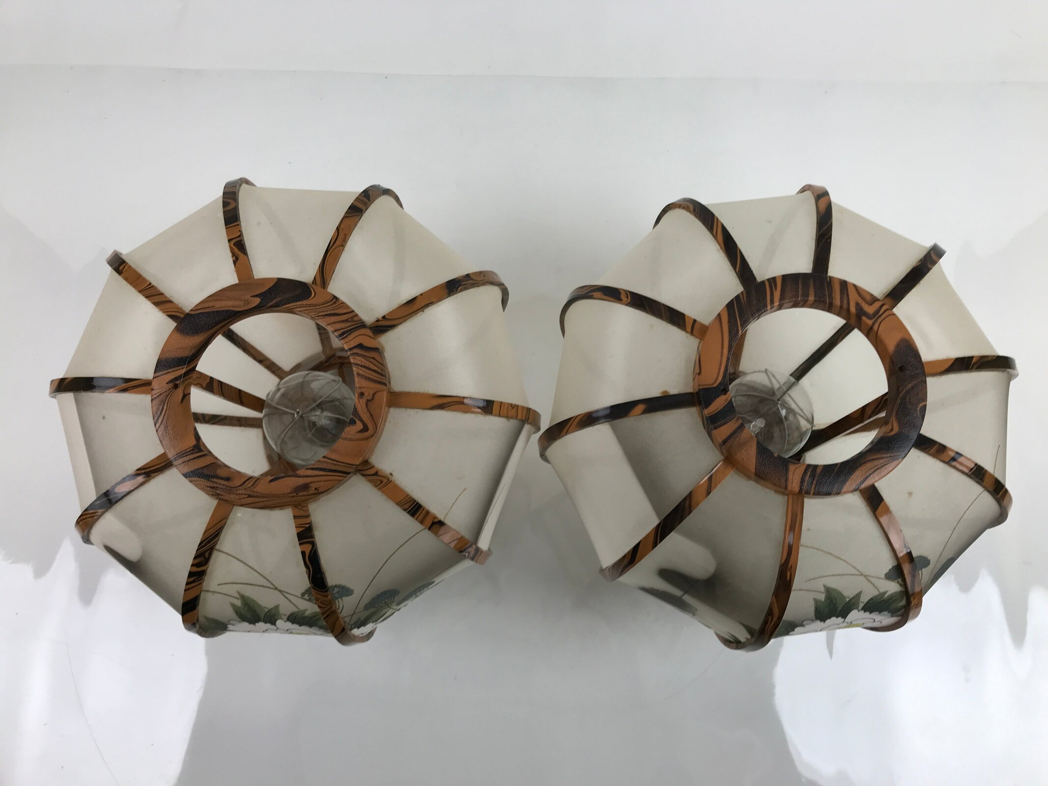 Japanese Electric Lantern Pair Vtg 3 Legs Standing Chochin Obon Festival LT82