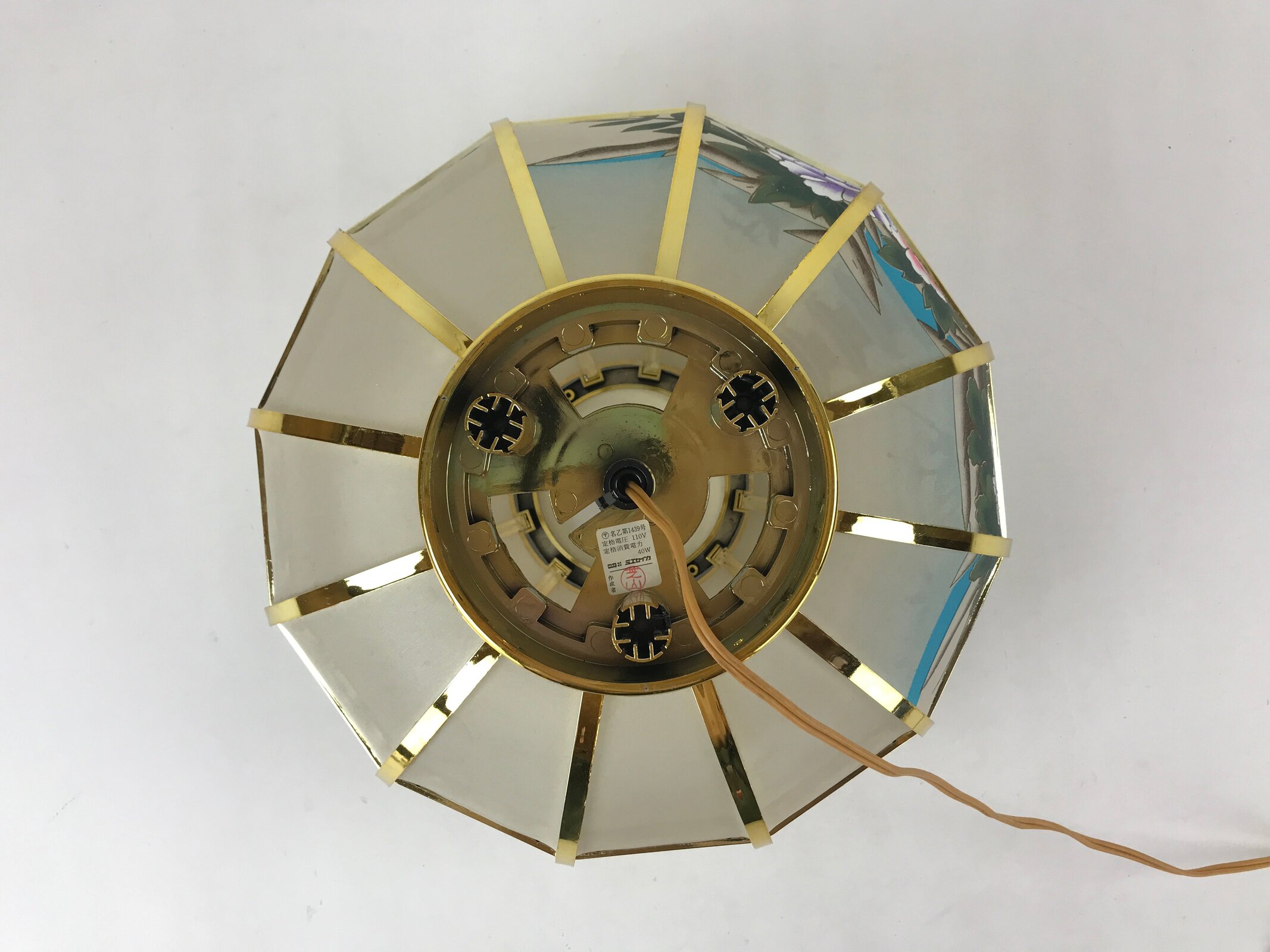 Japanese Electric Lantern Round Lamp Vtg Peony Temple Light Shade Obon LT67