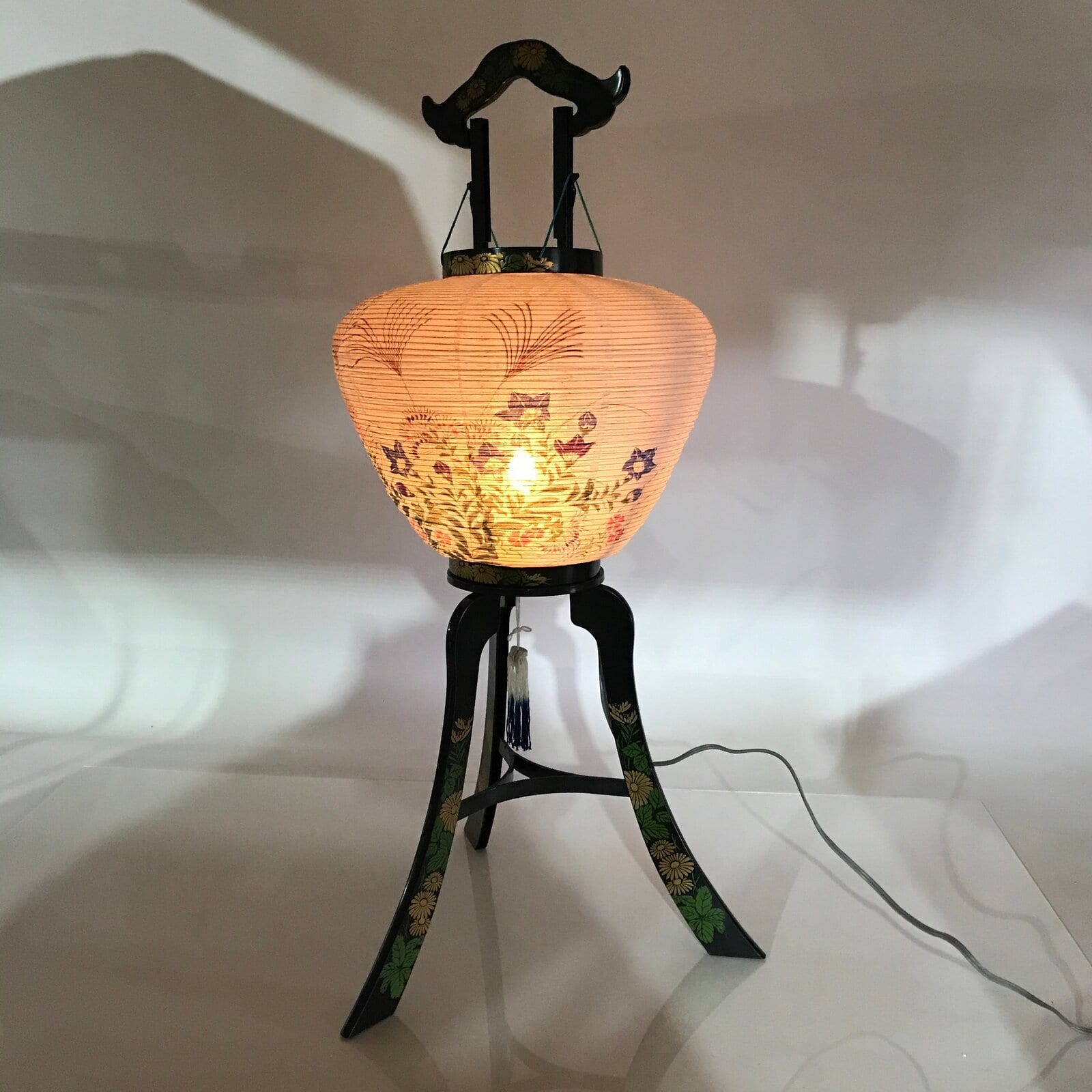 Japanese Electric Ouchi Lantern Vtg 3 Legs Standing Chochin Obon Festival LT55