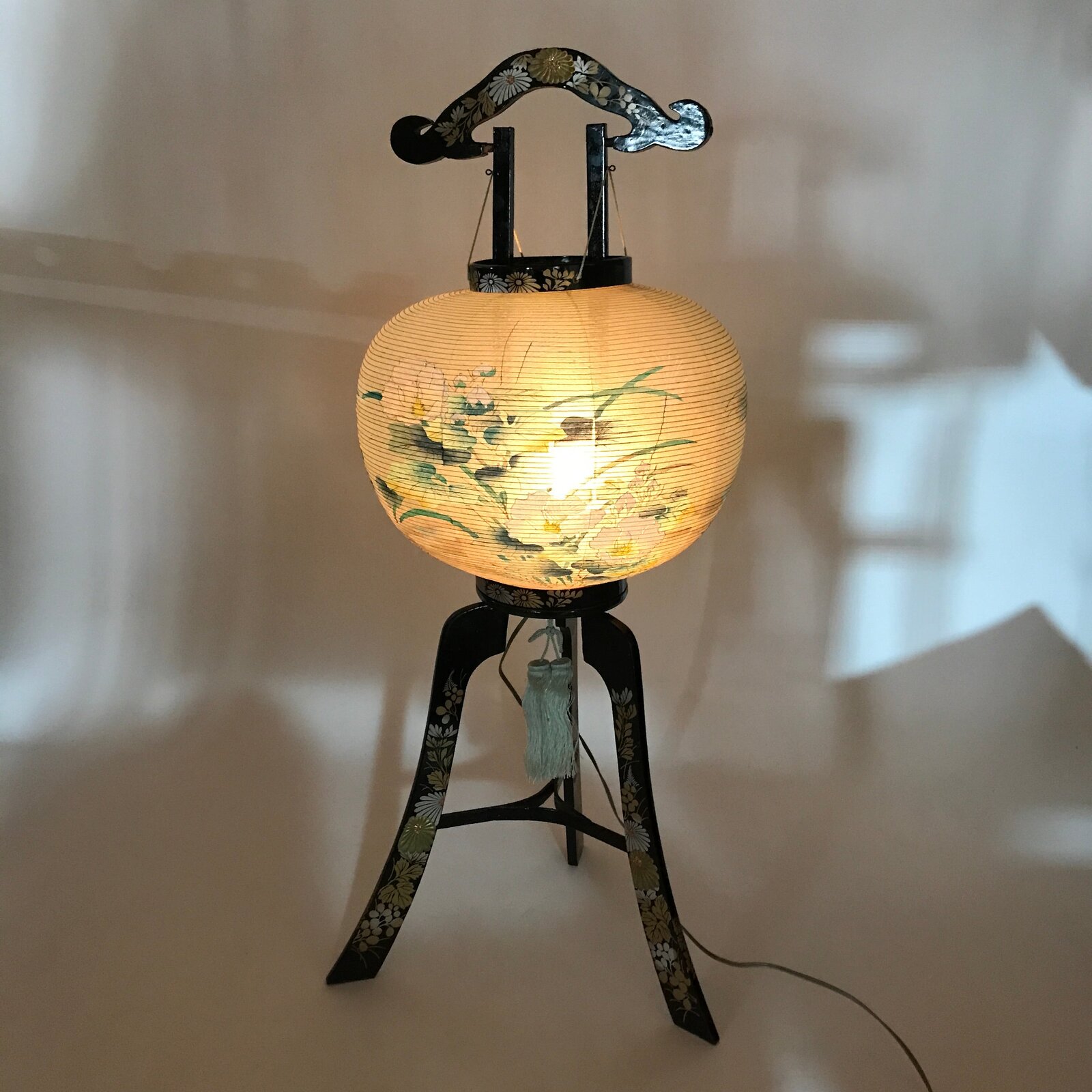 Japanese Electric Ouchi Lantern Vtg 3 Legs Standing Chochin Obon Festival LT70