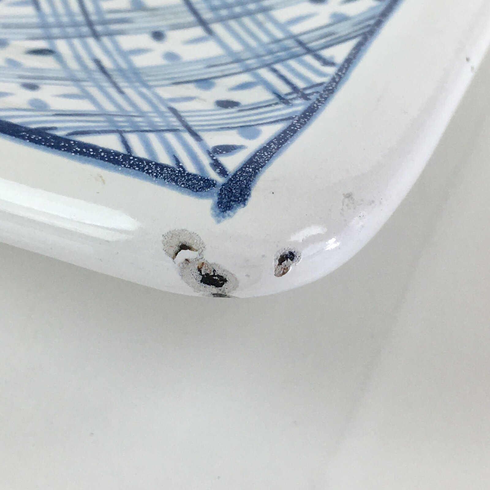 Japanese Enamelware Large Rectangle Plate Vtg Camellia White Horo PY135