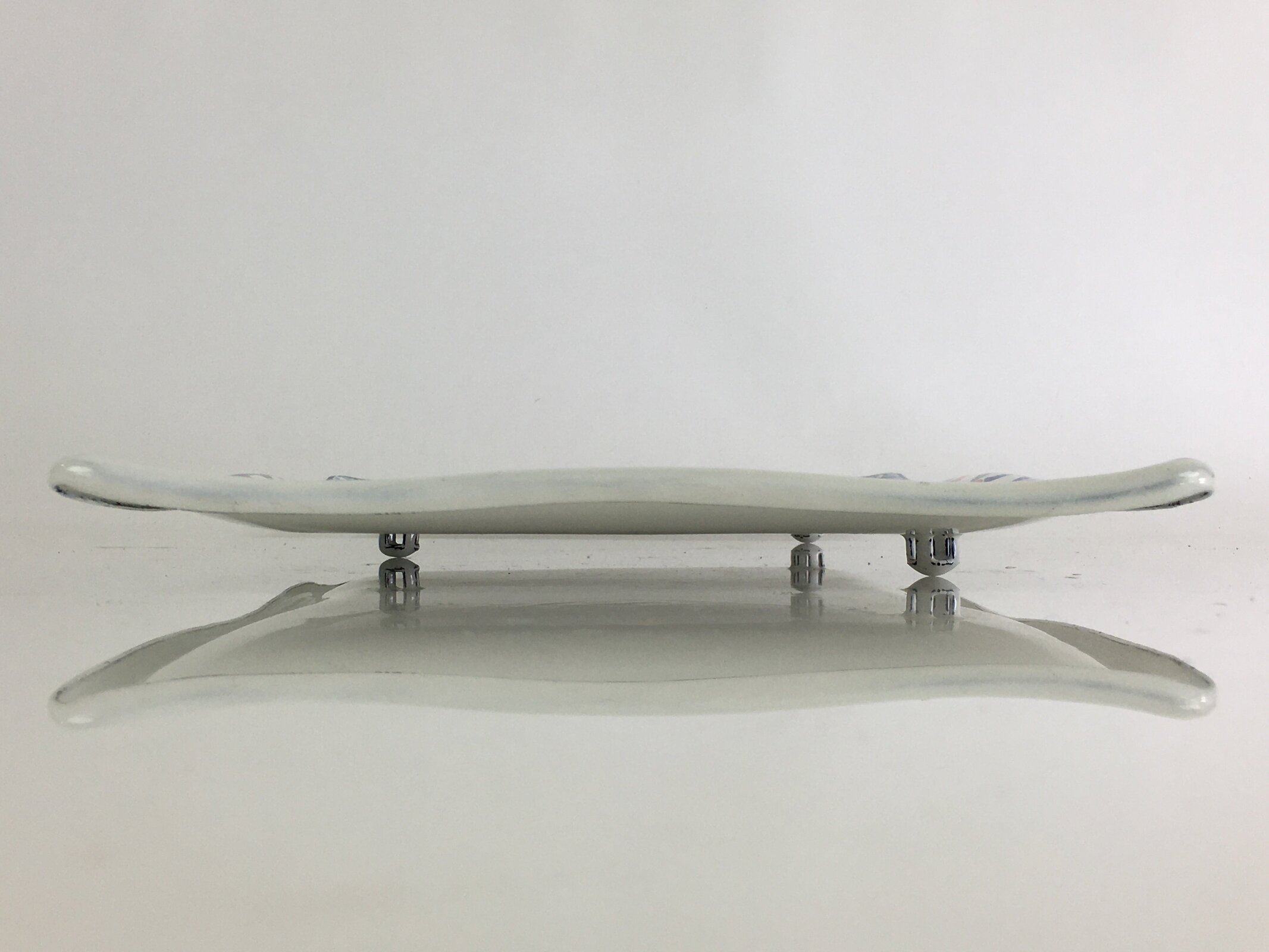 Japanese Enamelware Large Rectangle Plate Vtg Camellia White Horo PY135