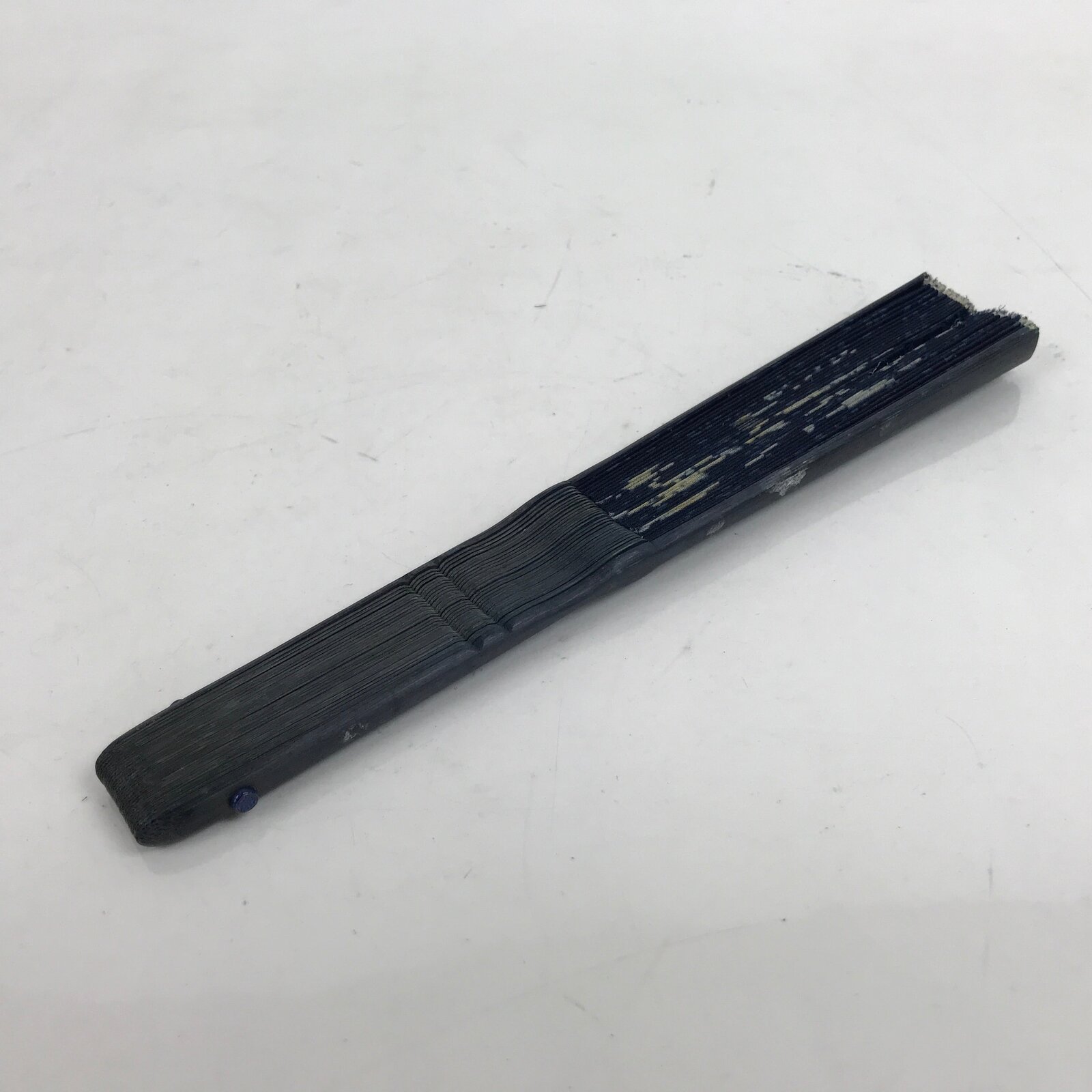 Japanese Fabric Folding Fan Sensu Bamboo Frame Blue White Roses Flowers 4D813