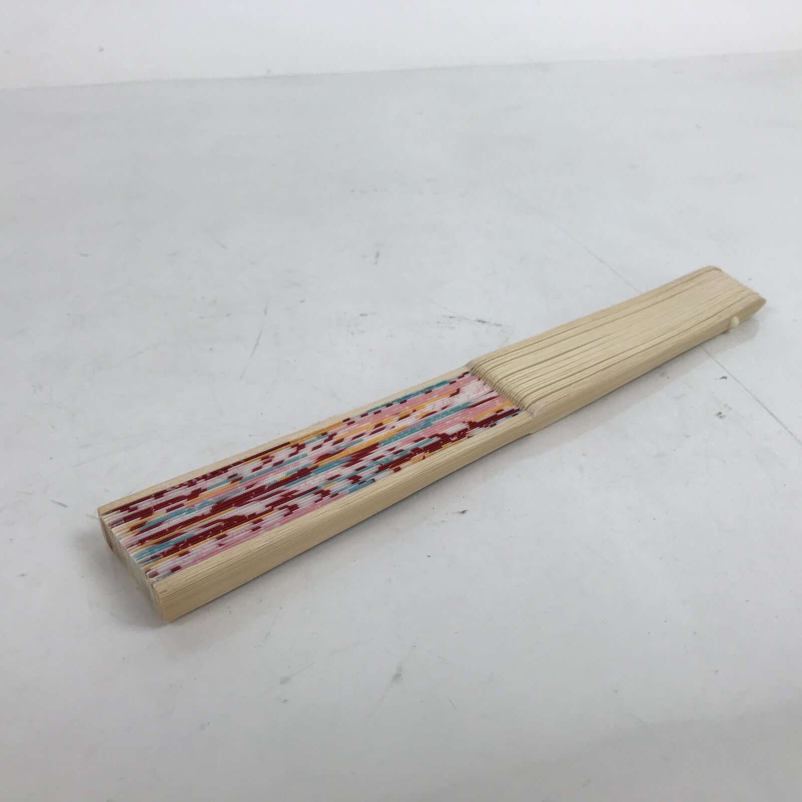 Japanese Fabric Folding Fan Sensu Natural Bamboo Frame Peony Botan Pink 4D851