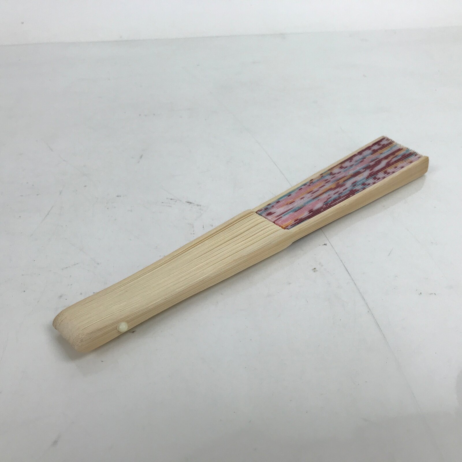 Japanese Fabric Folding Fan Sensu Natural Bamboo Frame Peony Botan Pink 4D851