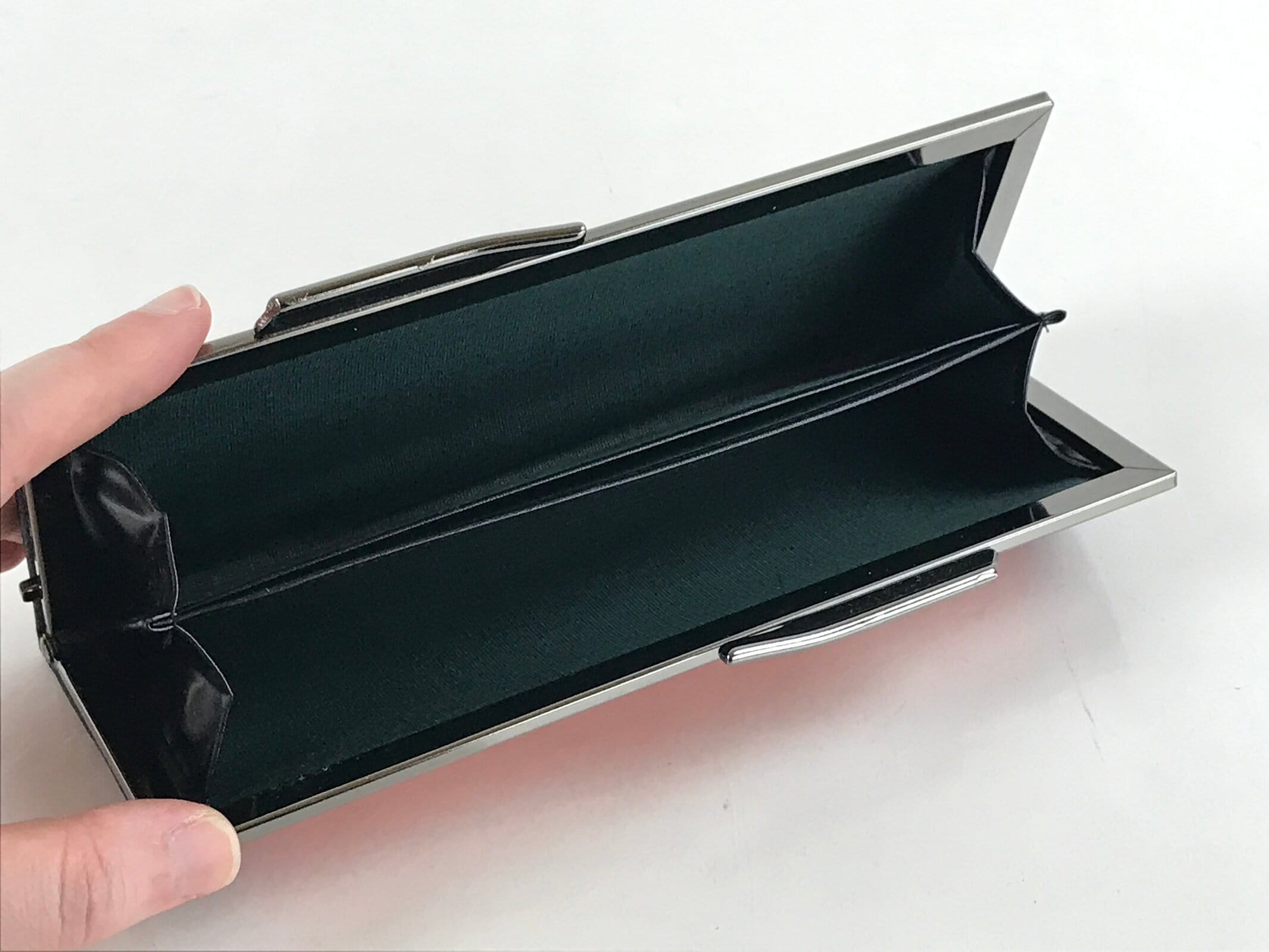 Japanese Fabric Purse Pencil Case Clasp Vtg Red Kyokomon Two Sections KB60