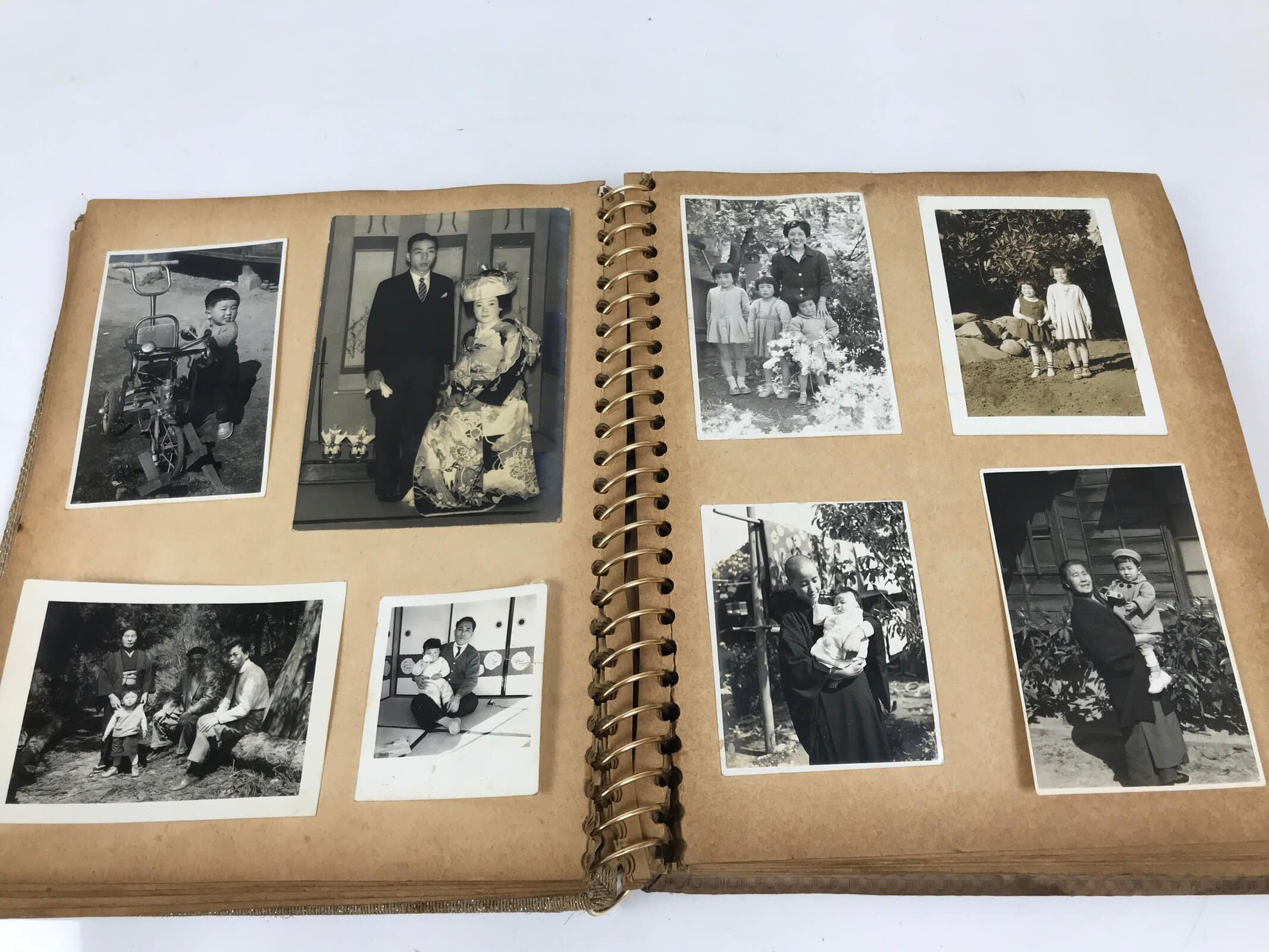 Japanese Family Photo Album C1960 Vtg Wedding Kimono Military School AB131
