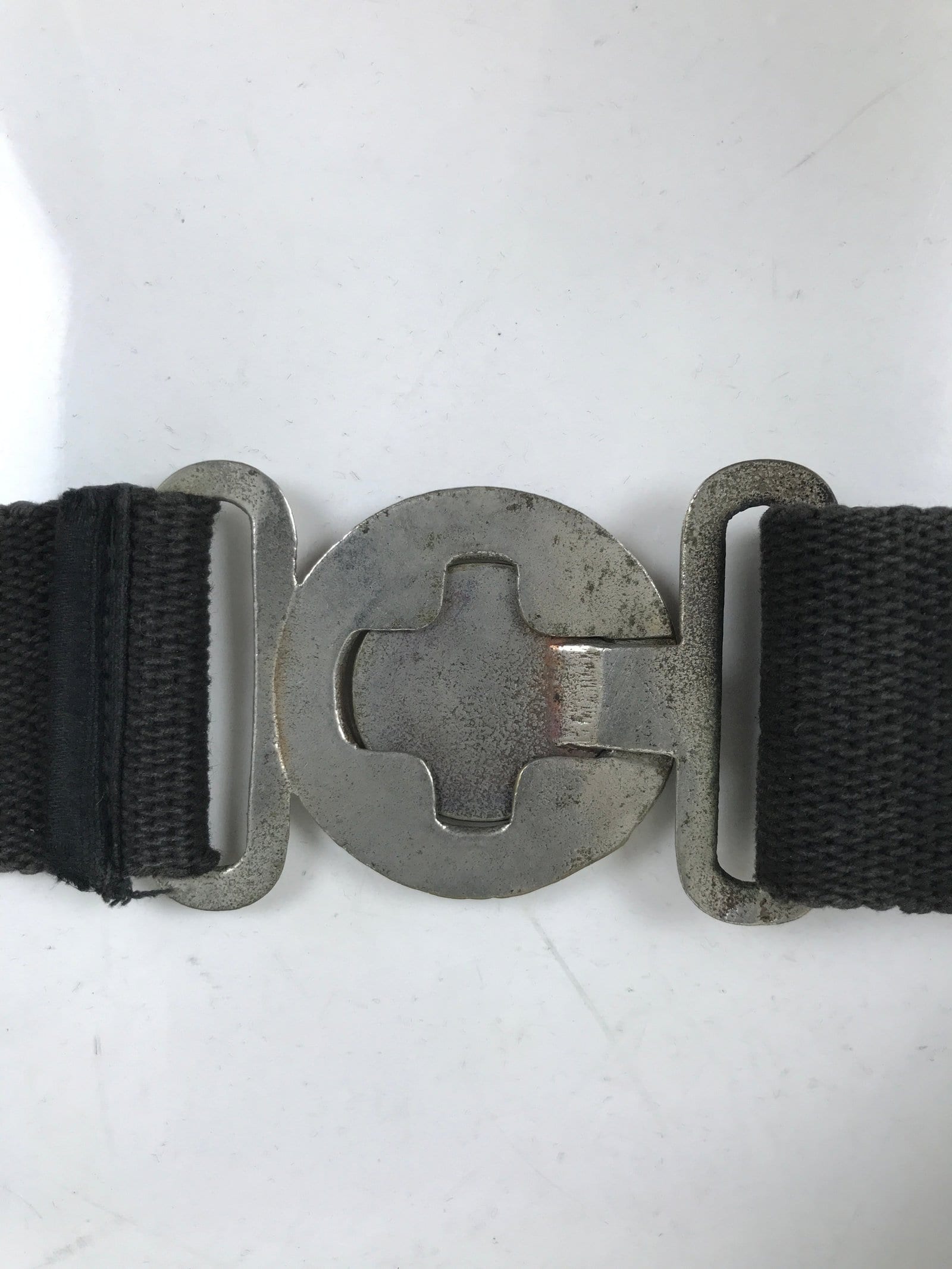 Japanese Firefighter Casual Uniform Belt Vtg Fire Brigade Metal Crest Black MK23