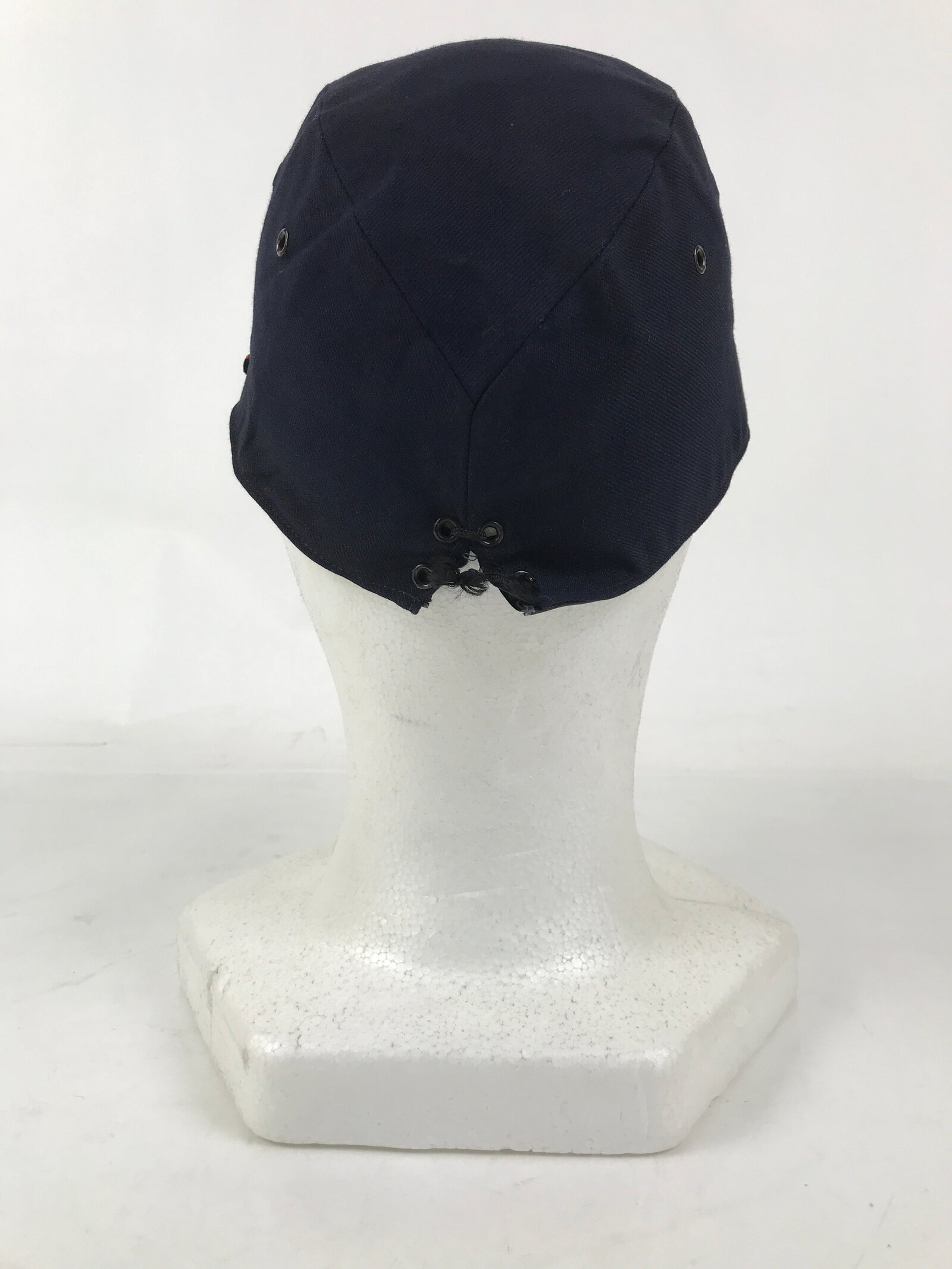 Japanese Firefighter Uniform Hat Vtg Fire Brigade Cap Blue Metal Sakura Pin MK11