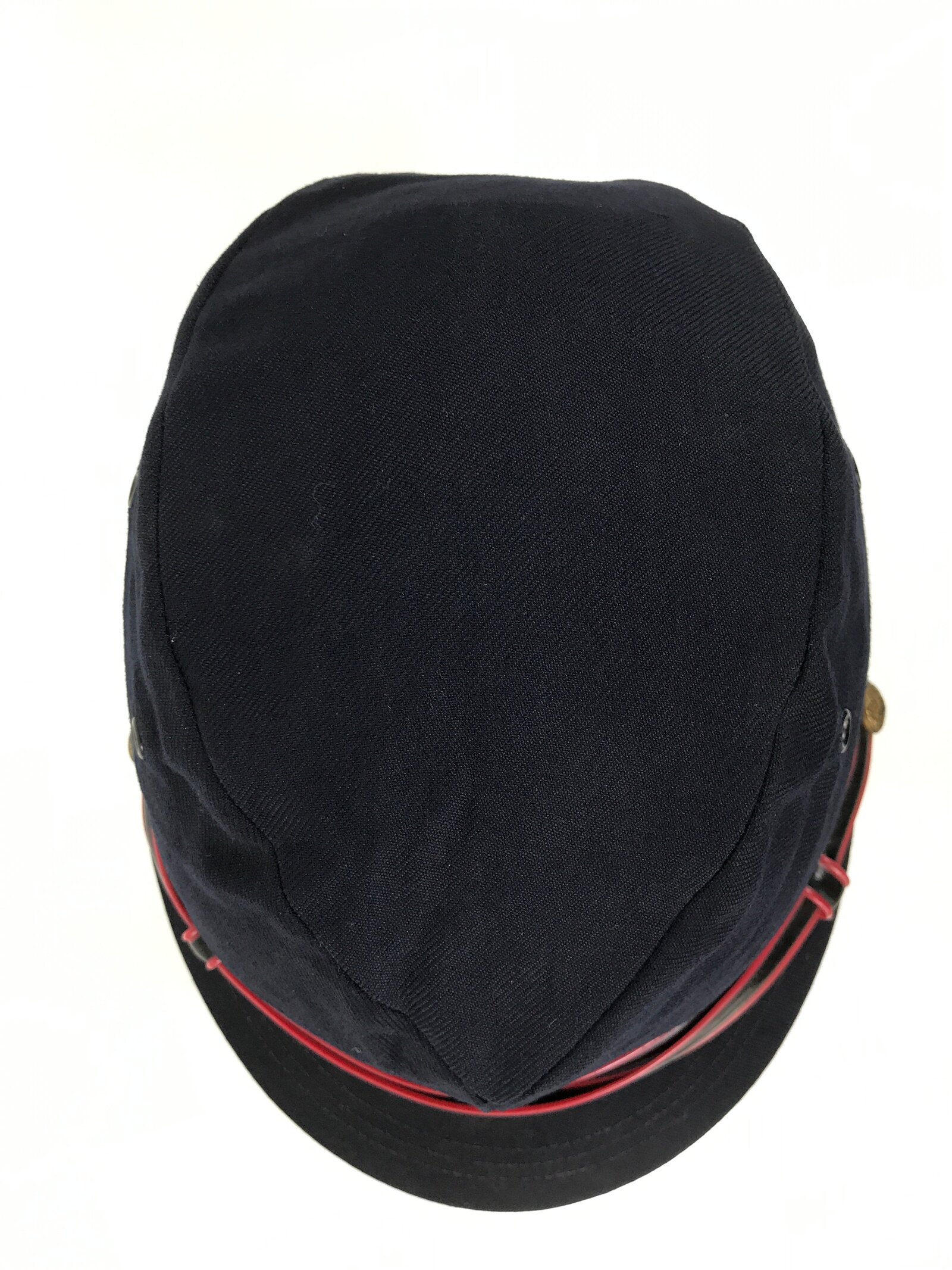 Japanese Firefighter Uniform Hat Vtg Fire Brigade Cap Blue Metal Sakura Pin MK12