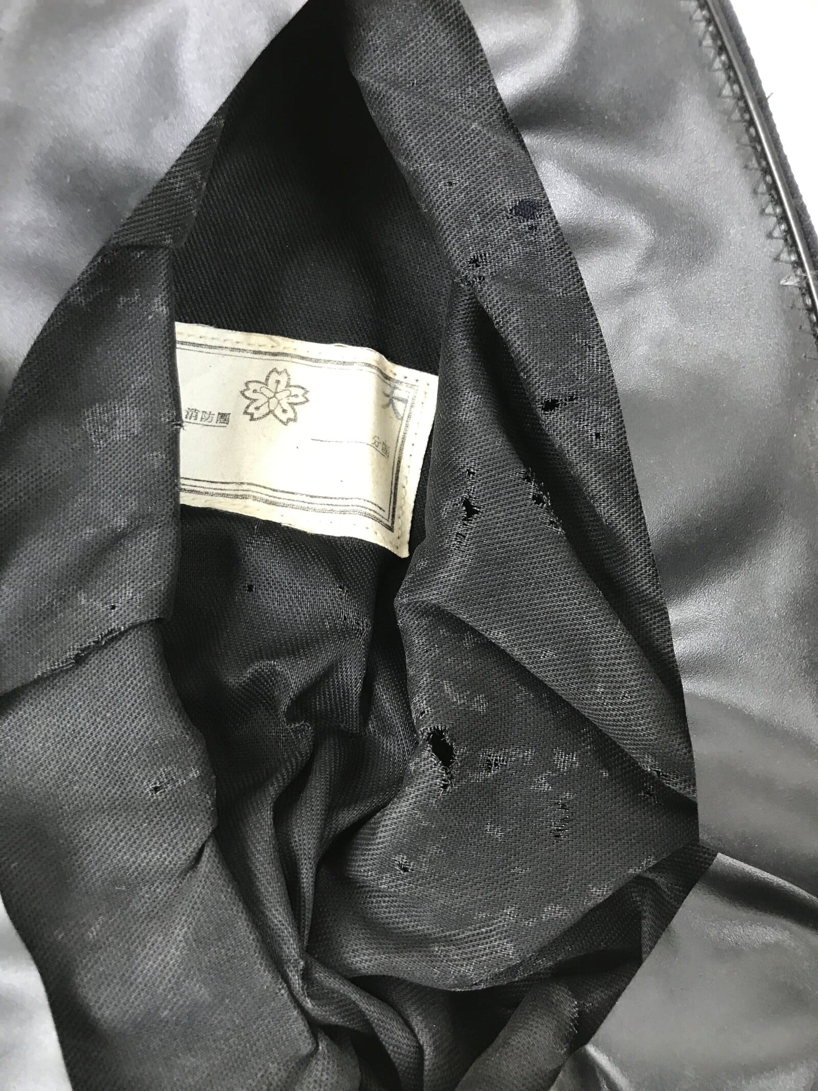 Japanese Firefighter Uniform Hat Vtg Fire Brigade Cap Blue Metal Sakura Pin MK12