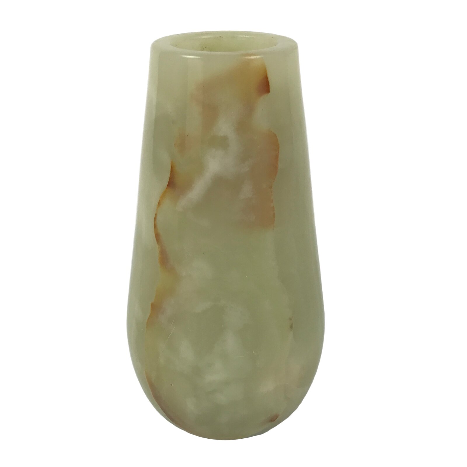 Japanese Flower Arrangement Vase Vtg Stone Kabin Ikebana Green Brown Thick FK215