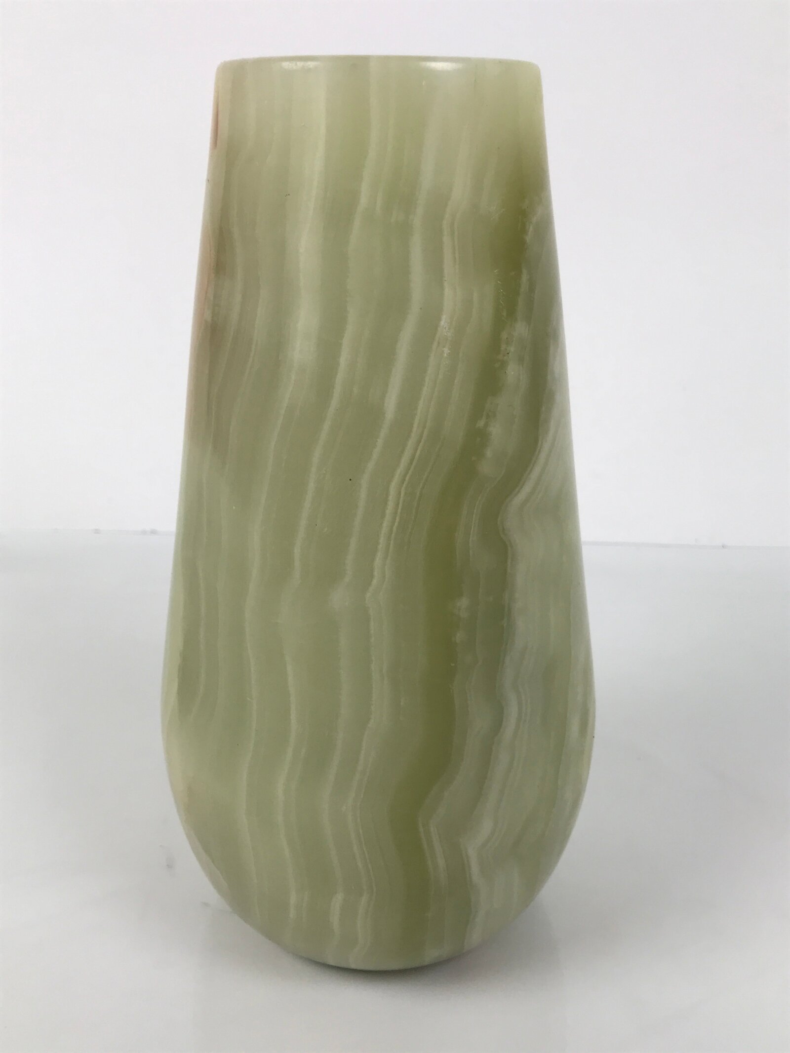 Japanese Flower Arrangement Vase Vtg Stone Kabin Ikebana Green Brown Thick FK215