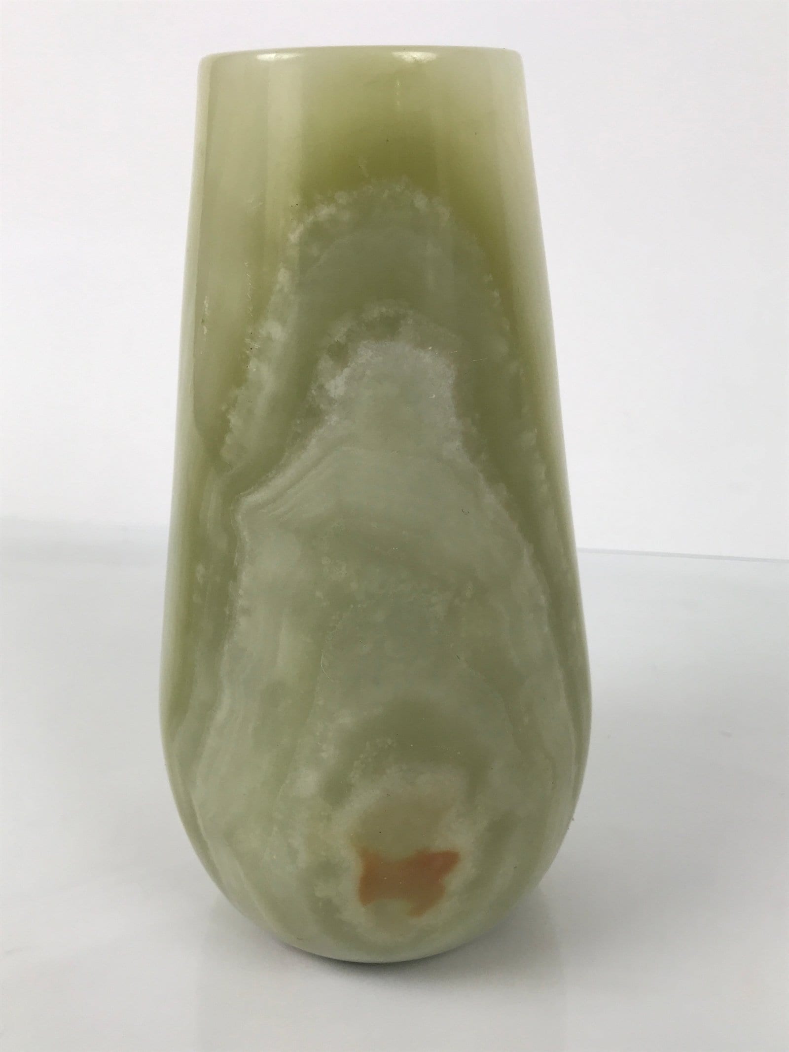 Japanese Flower Arrangement Vase Vtg Stone Kabin Ikebana Green Brown Thick FK215