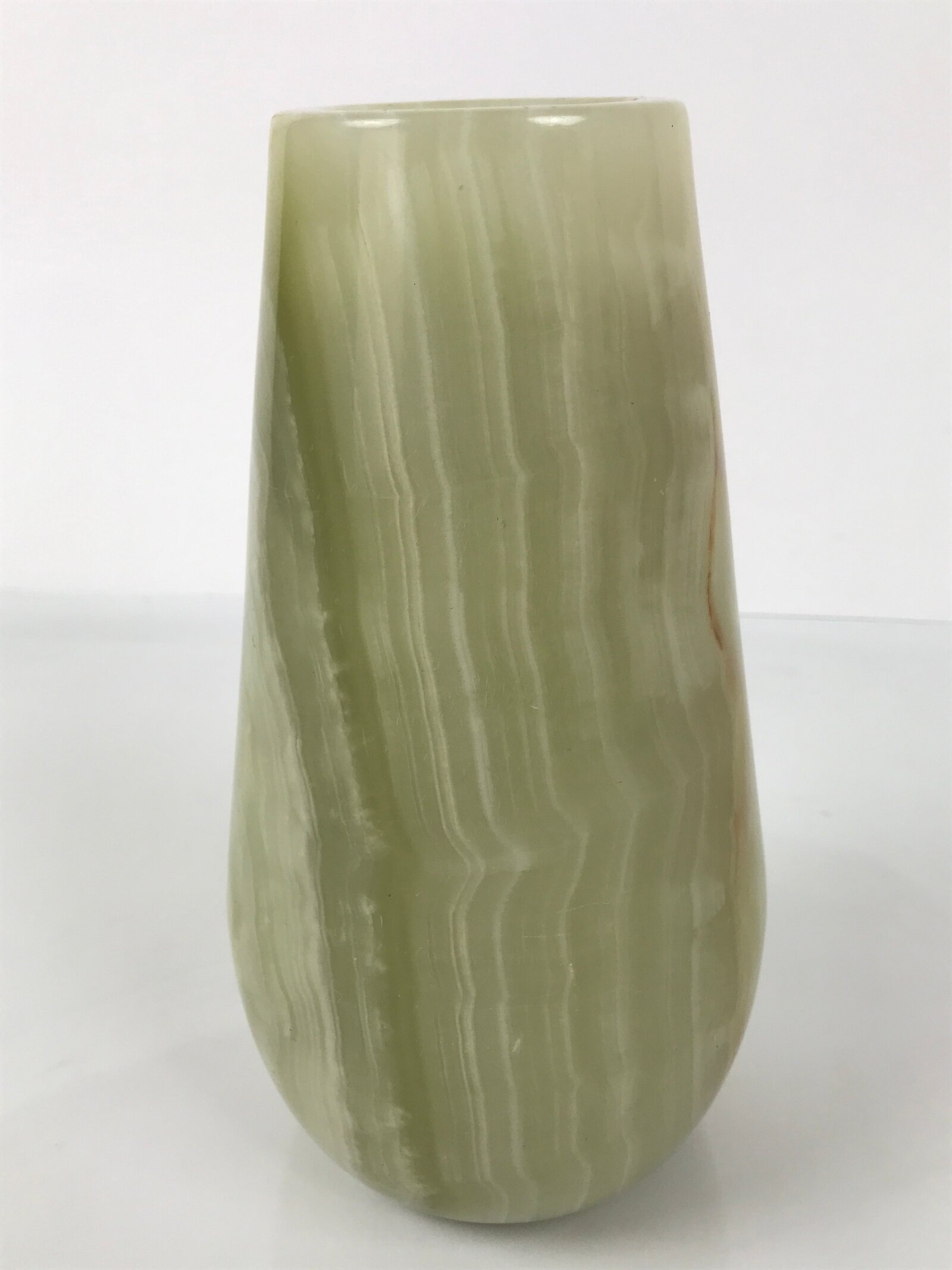 Japanese Flower Arrangement Vase Vtg Stone Kabin Ikebana Green Brown Thick FK215