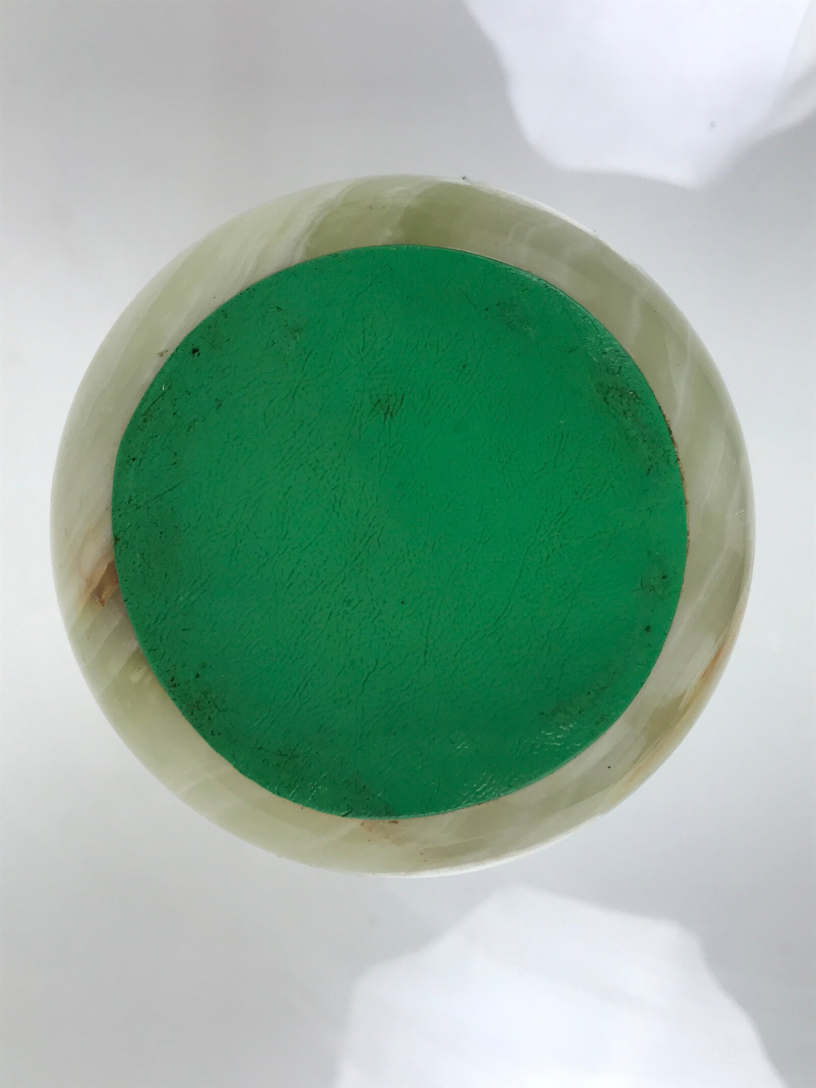 Japanese Flower Arrangement Vase Vtg Stone Kabin Ikebana Green Brown Thick FK215