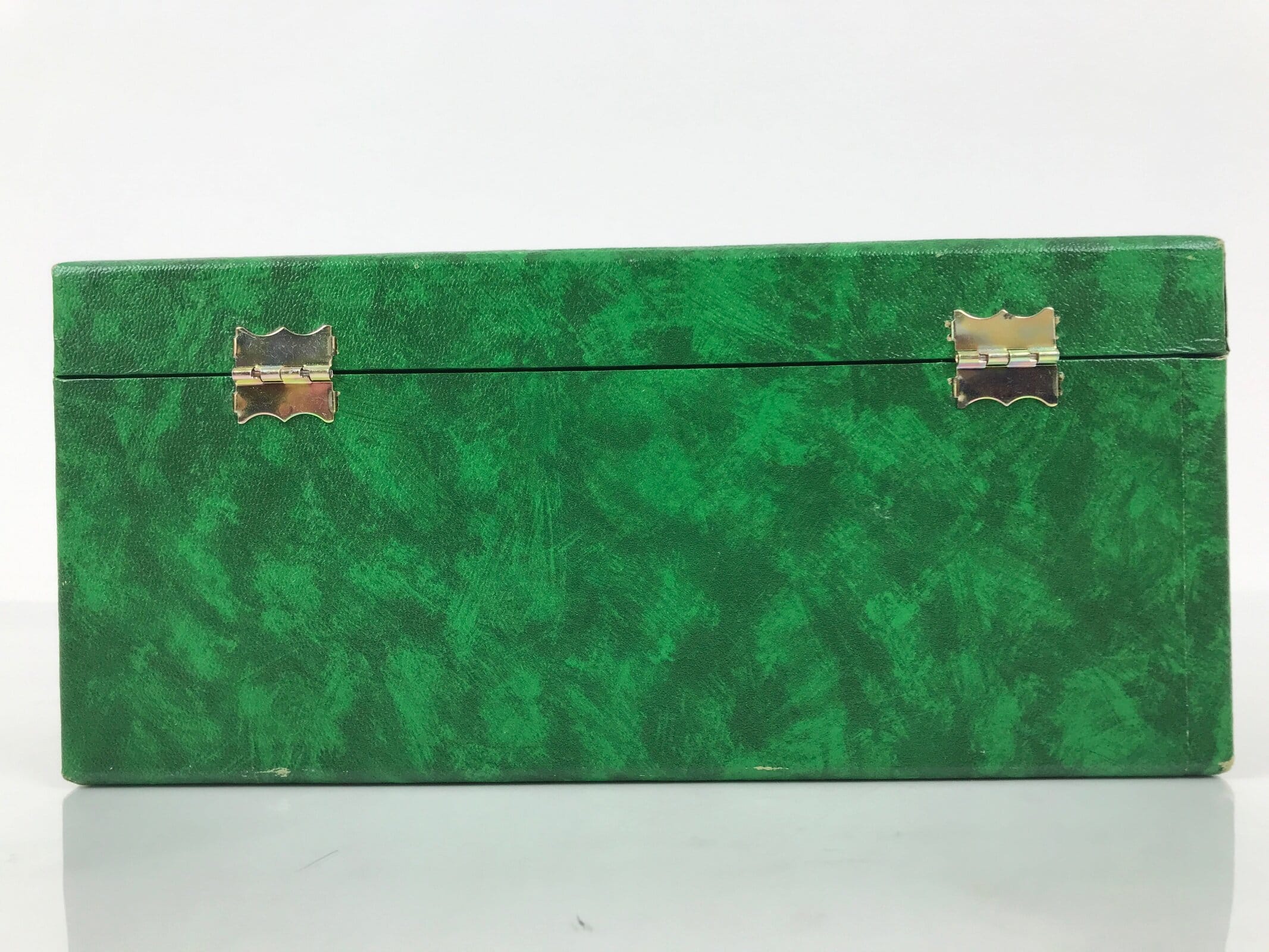 Japanese Flower Arrangement Vase Vtg Stone Onyx Kabin Green Brown Boxed PX801