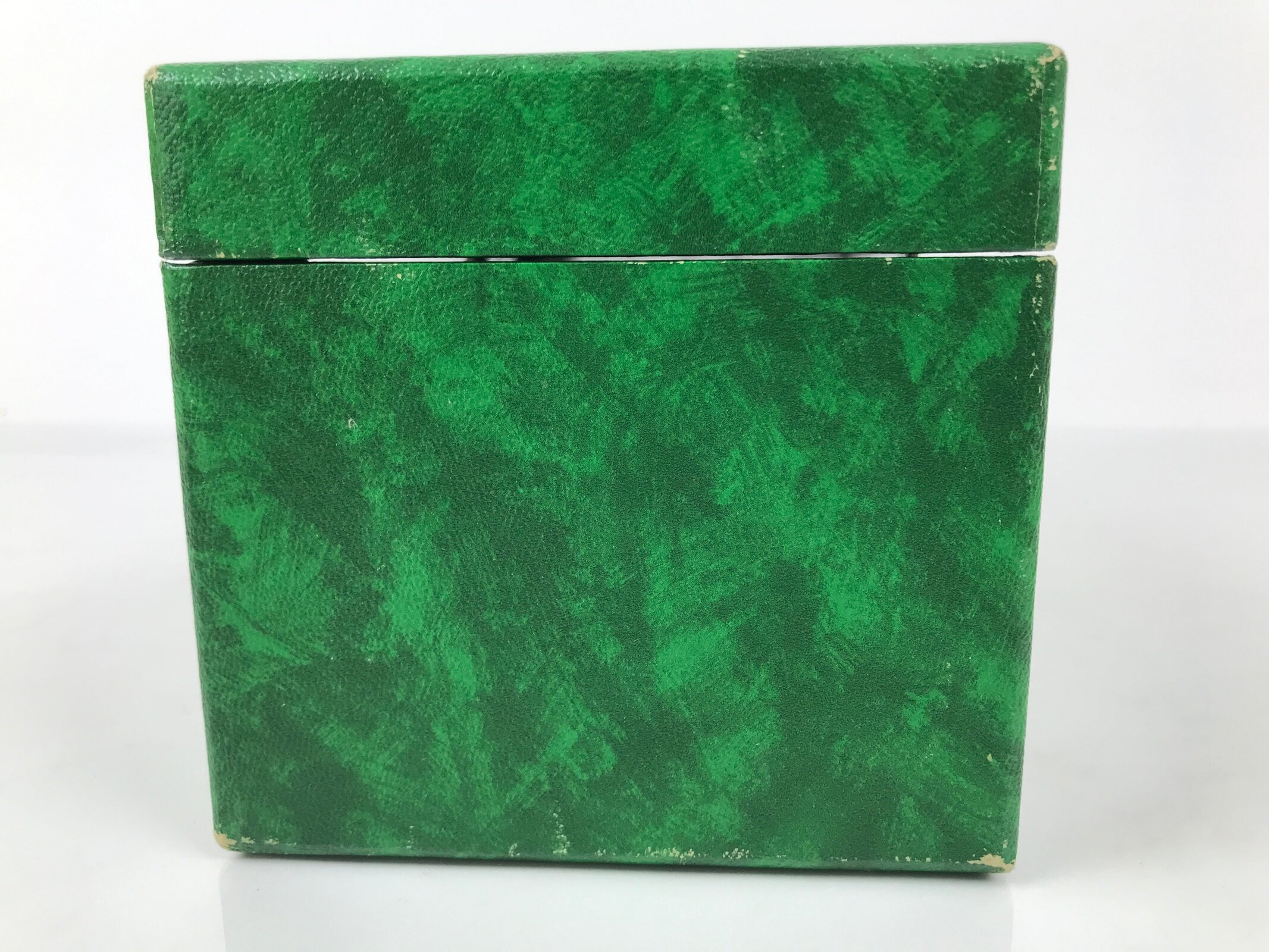 Japanese Flower Arrangement Vase Vtg Stone Onyx Kabin Green Brown Boxed PX801