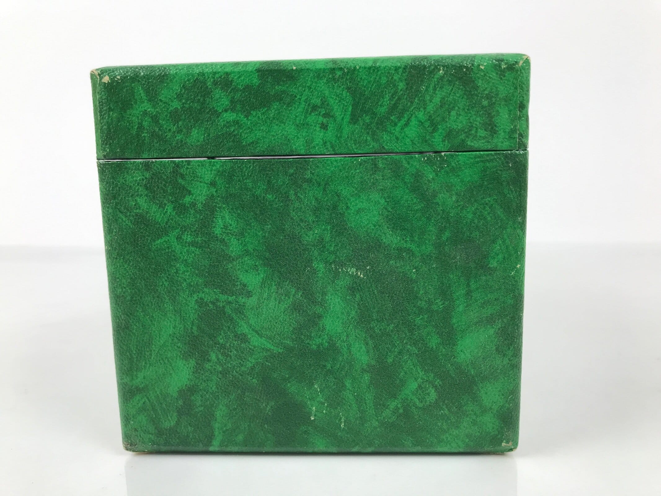 Japanese Flower Arrangement Vase Vtg Stone Onyx Kabin Green Brown Boxed PX801