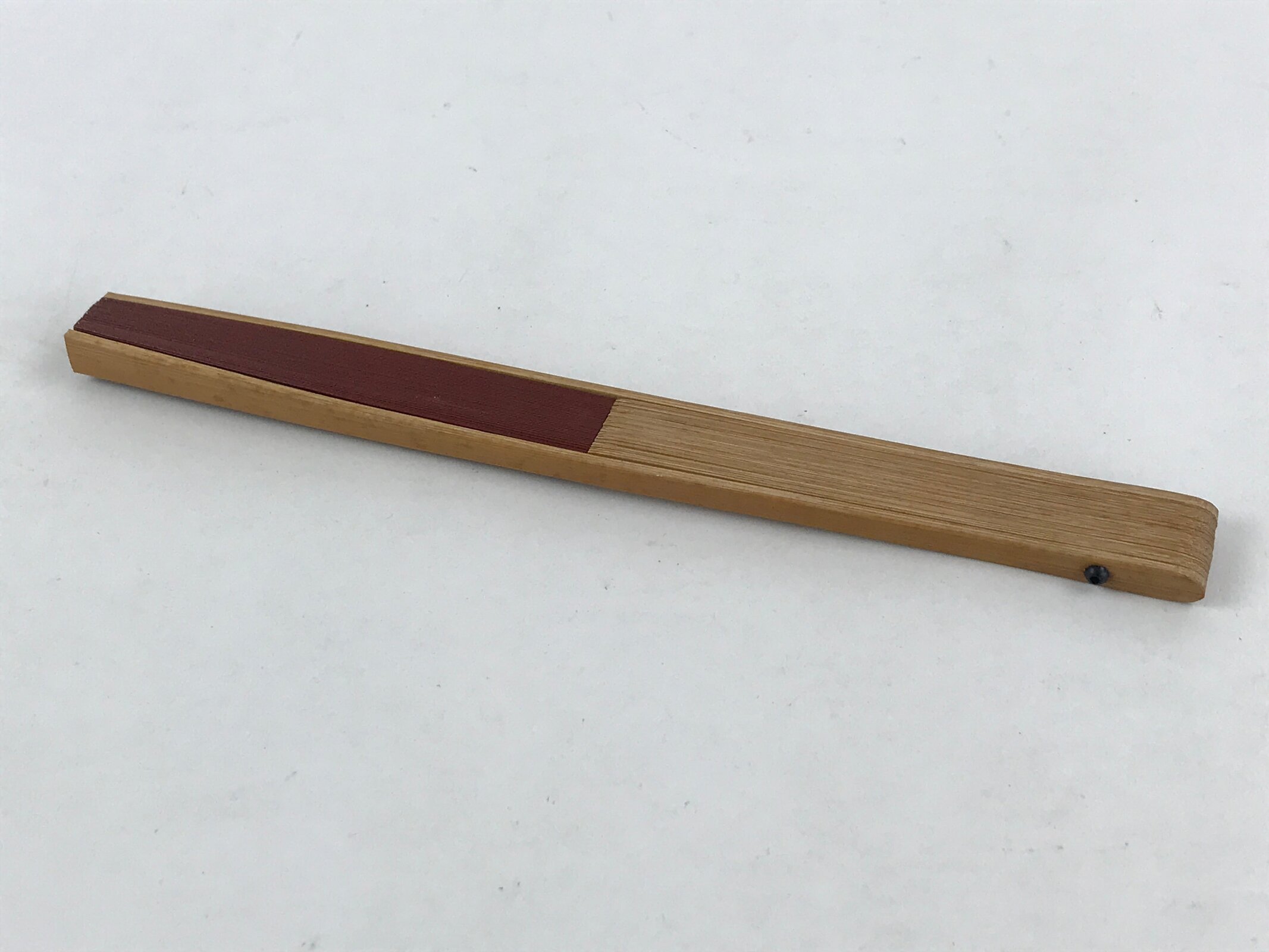 Japanese Folding Fan Sensu Bamboo Frame Ants Leaves Brown Kanji Red Seal 4D679