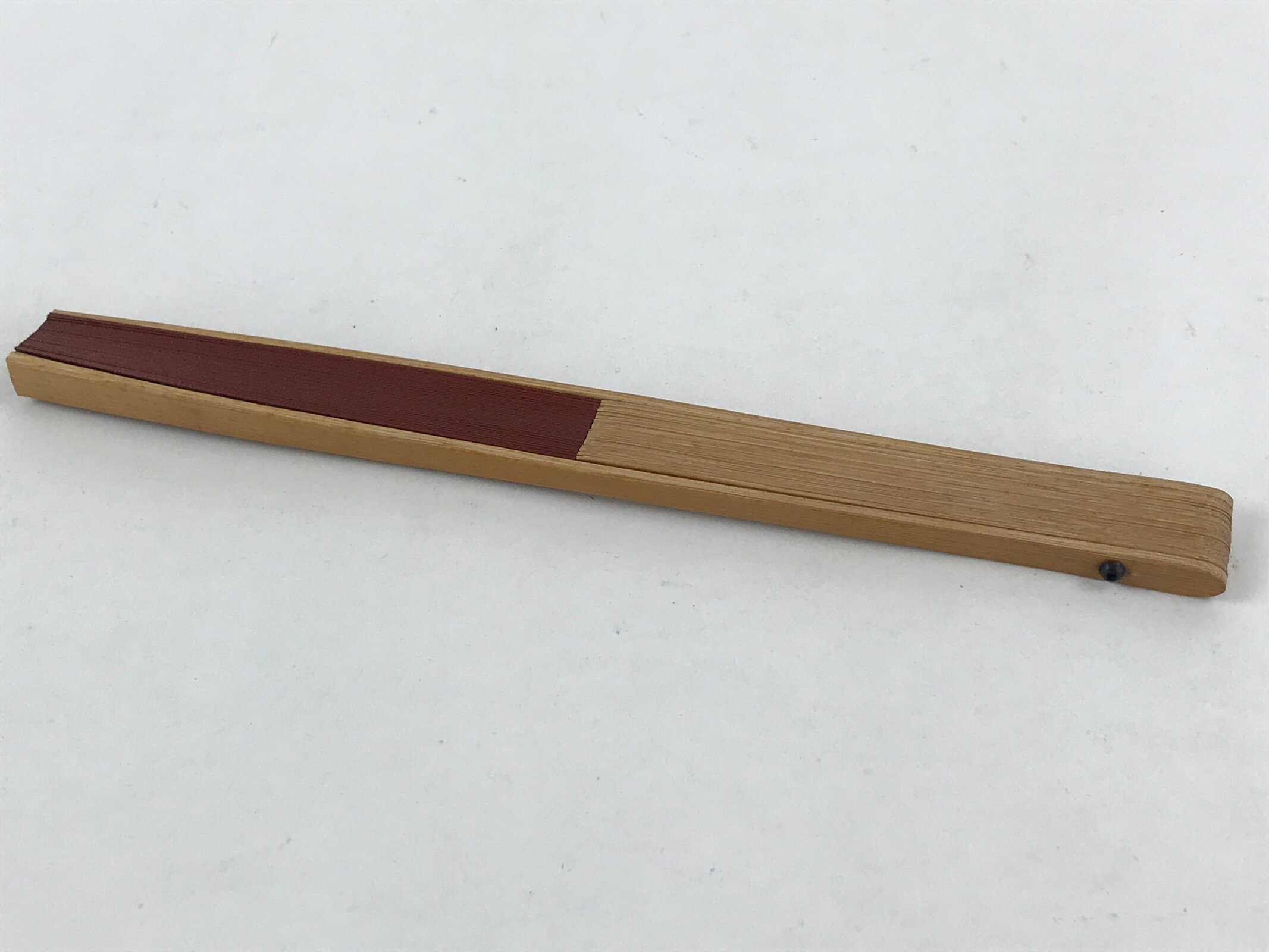 Japanese Folding Fan Sensu Bamboo Frame Ants Leaves Brown Kanji Red Seal 4D679