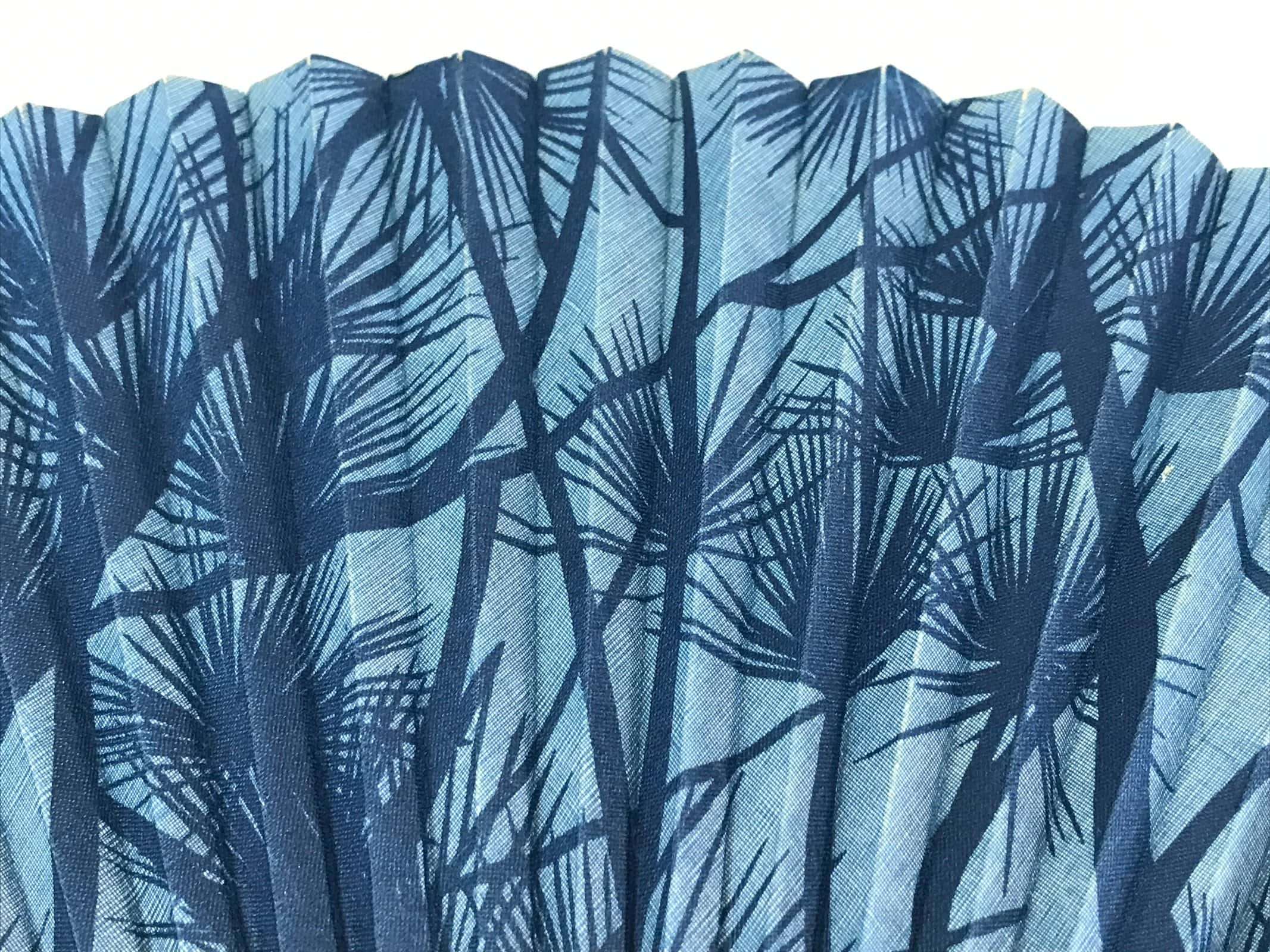 Japanese Folding Fan Sensu Bamboo Frame Pine Trees Matsu Blue Light Blue 4D666