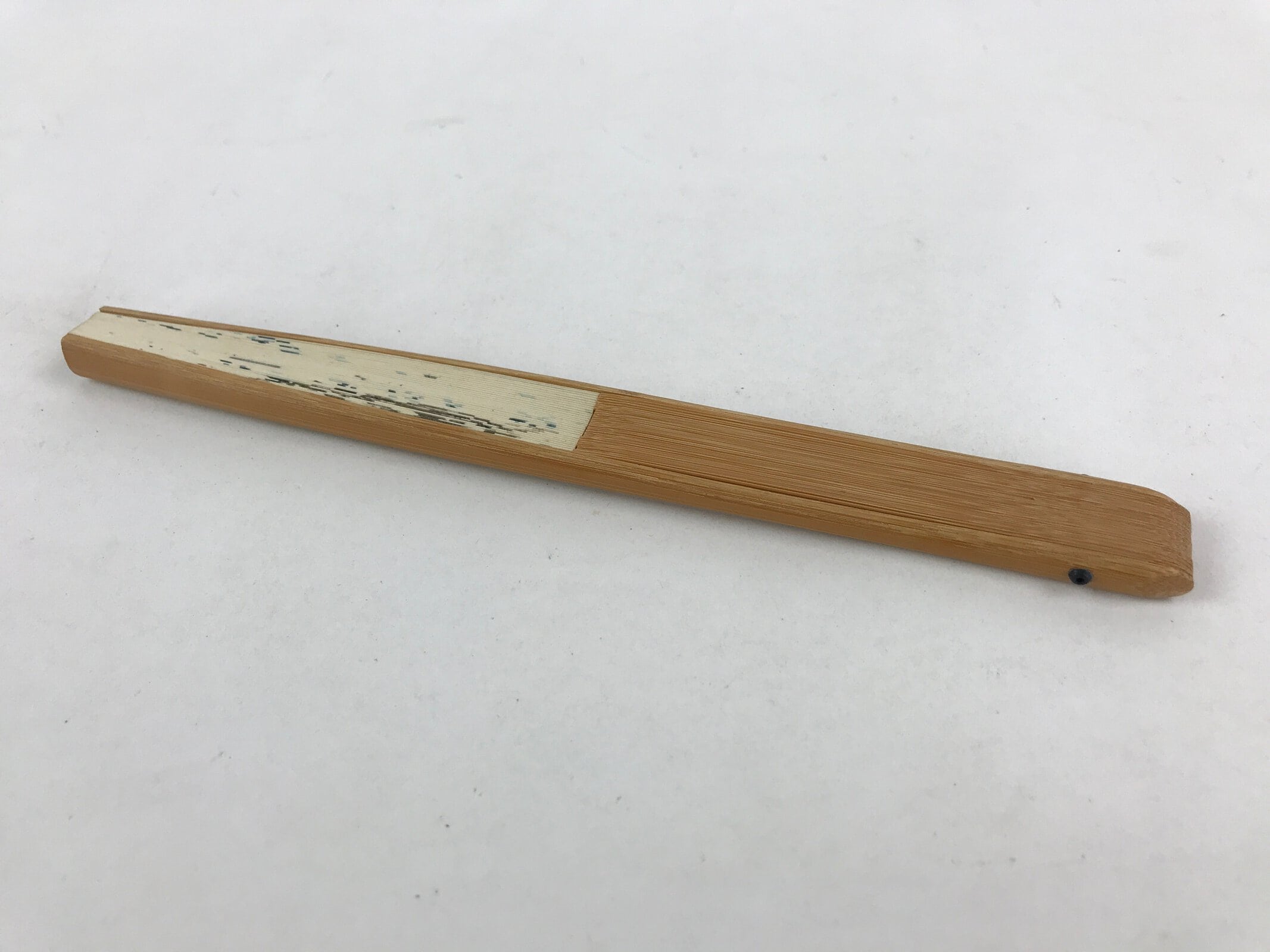 Japanese Folding Fan Sensu Vtg Bamboo Frame Birds White Blue Brown Seal 4D688