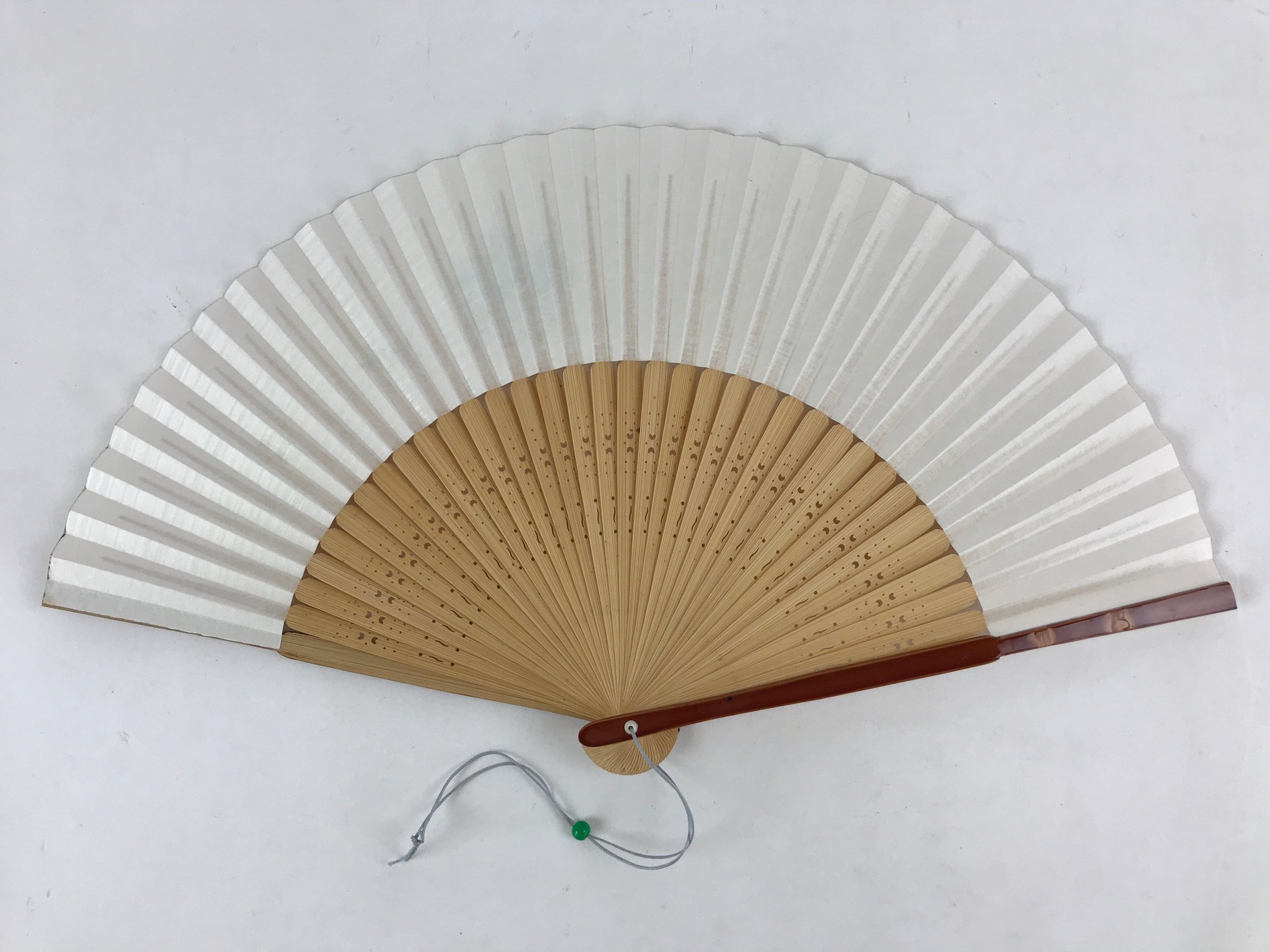 Japanese Folding Fan Sensu Vtg Bamboo Frame Eggplants Backet Sparkle 4D674