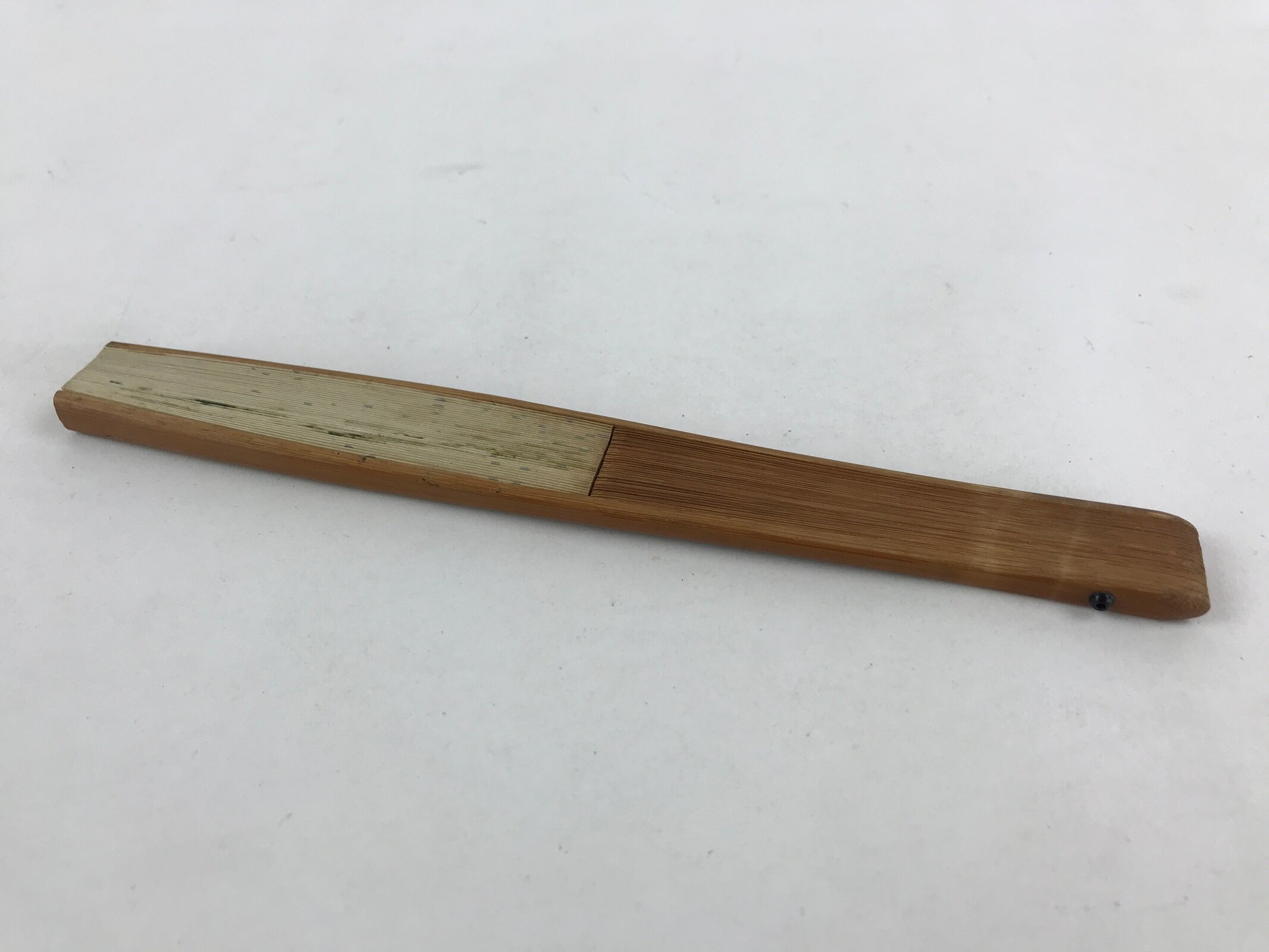 Japanese Folding Fan Sensu Vtg Bamboo Frame Flowers Red Seal Beige 4D685