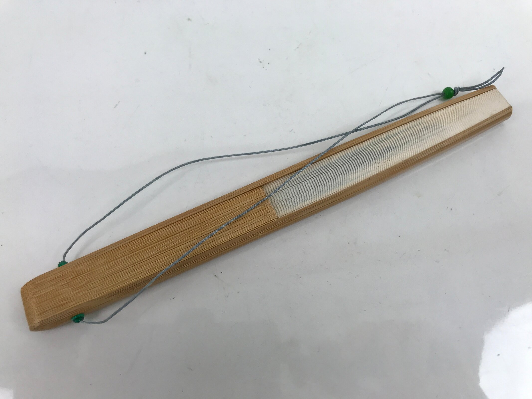 Japanese Folding Fan Sensu Vtg Bamboo Frame Hagia Sophia Design Blue 4D799