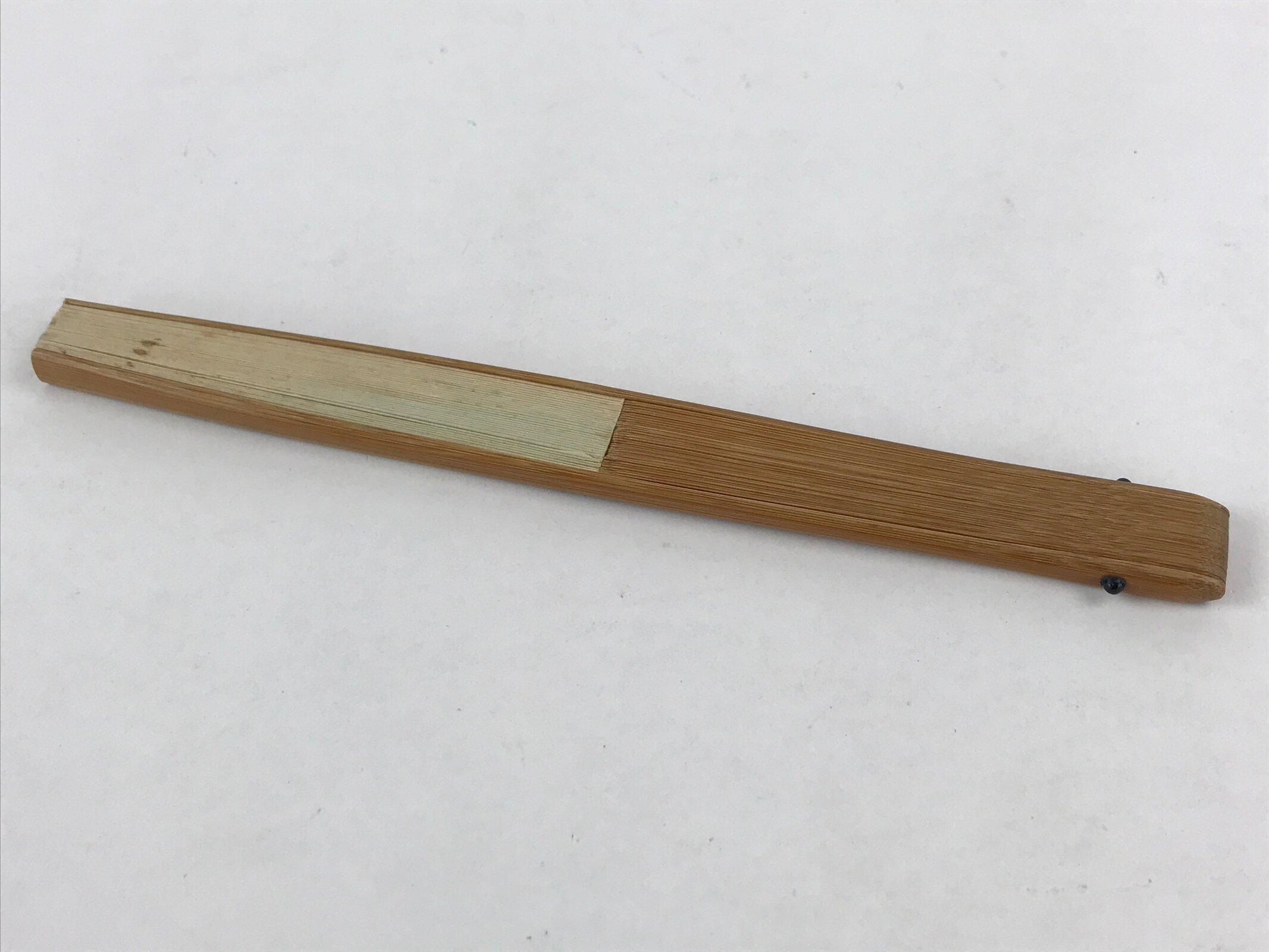 Japanese Folding Fan Sensu Vtg Bamboo Yacht Kanji Characters Cream Seal 4D665