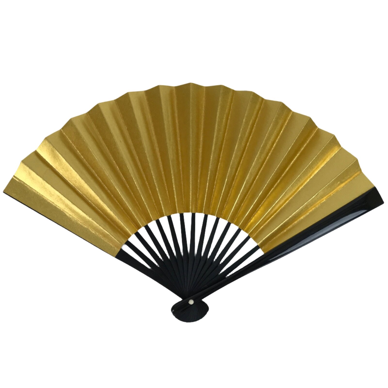 Japanese Folding Fan Sensu Vtg Lacquered Bamboo Frame Gold Silver Formal 4D864