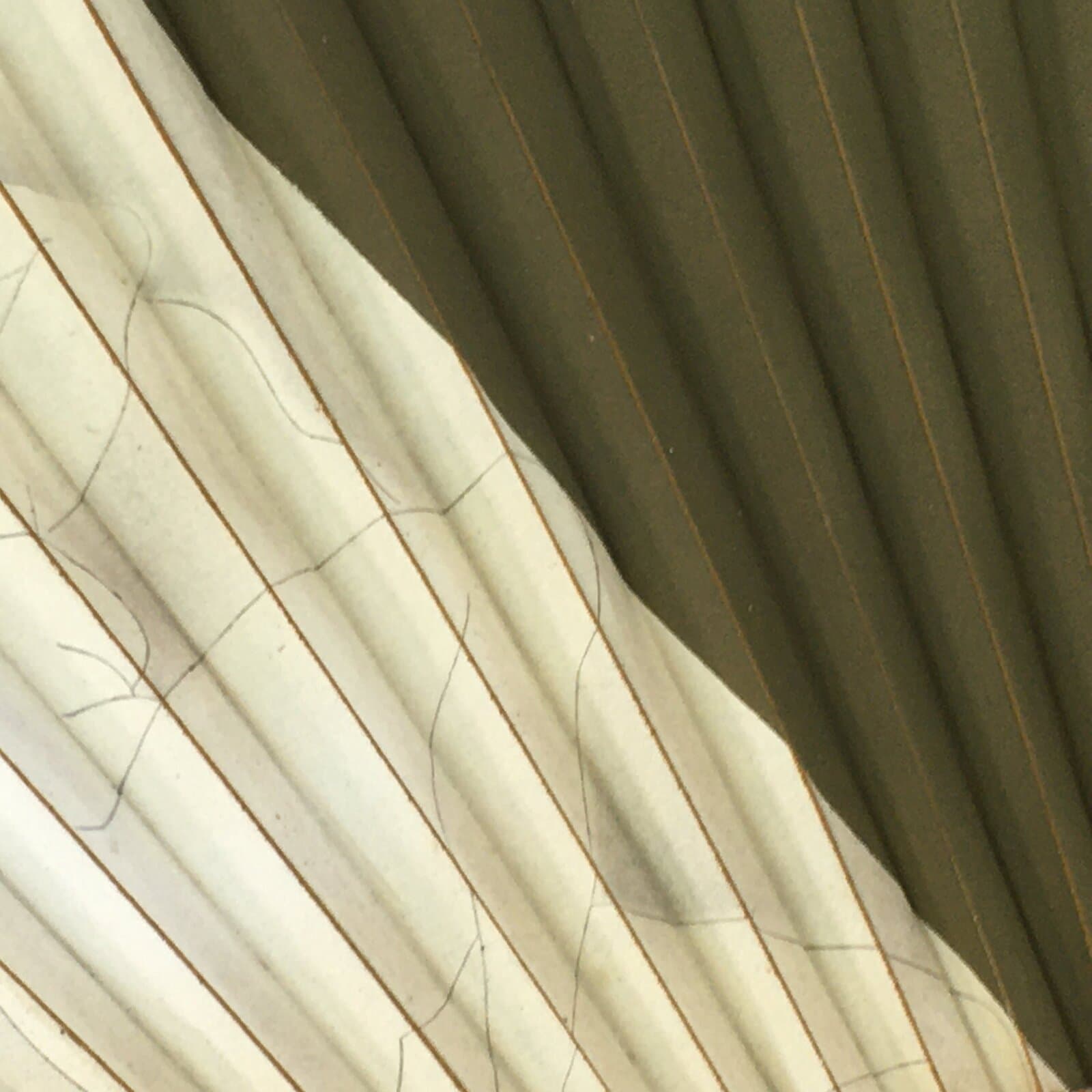 Japanese Folding Fan Vtg Sensu Bamboo Frame Green Paper Naked Woman 4D597