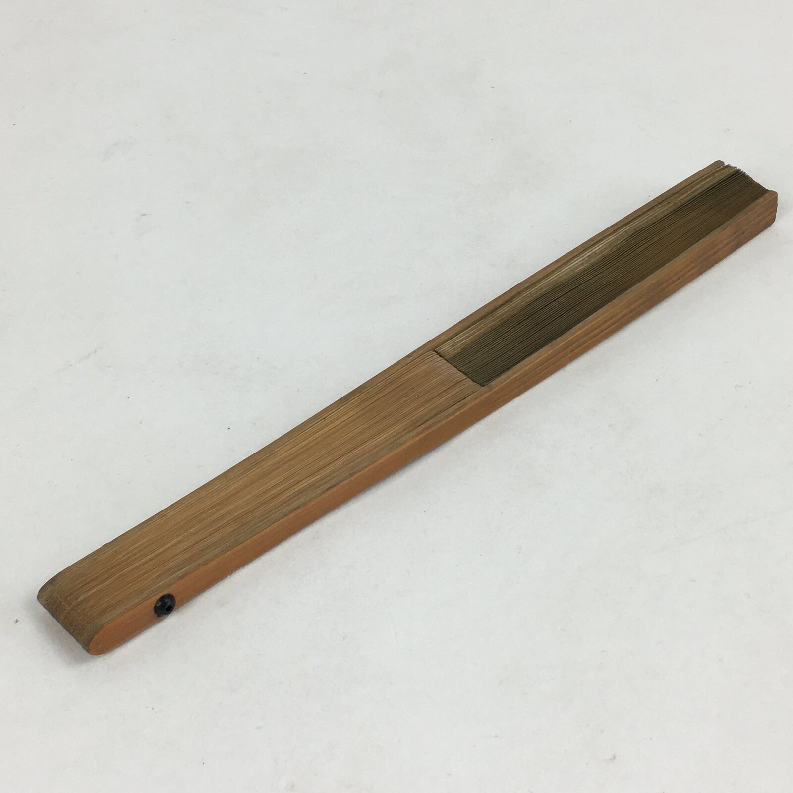 Japanese Folding Fan Vtg Sensu Bamboo Frame Green Paper Naked Woman 4D597