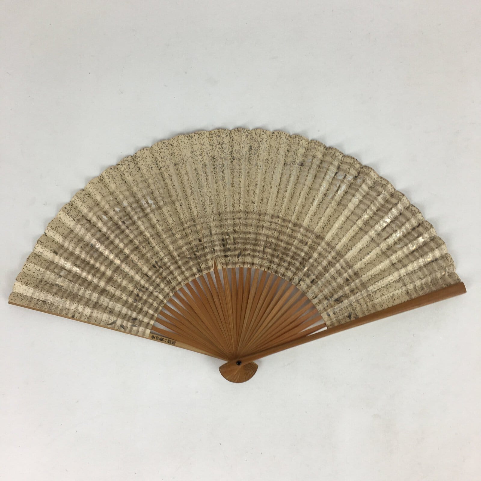 Japanese Folding Fan Vtg Sensu Bamboo Frame Paper Golden Glitter 4D601