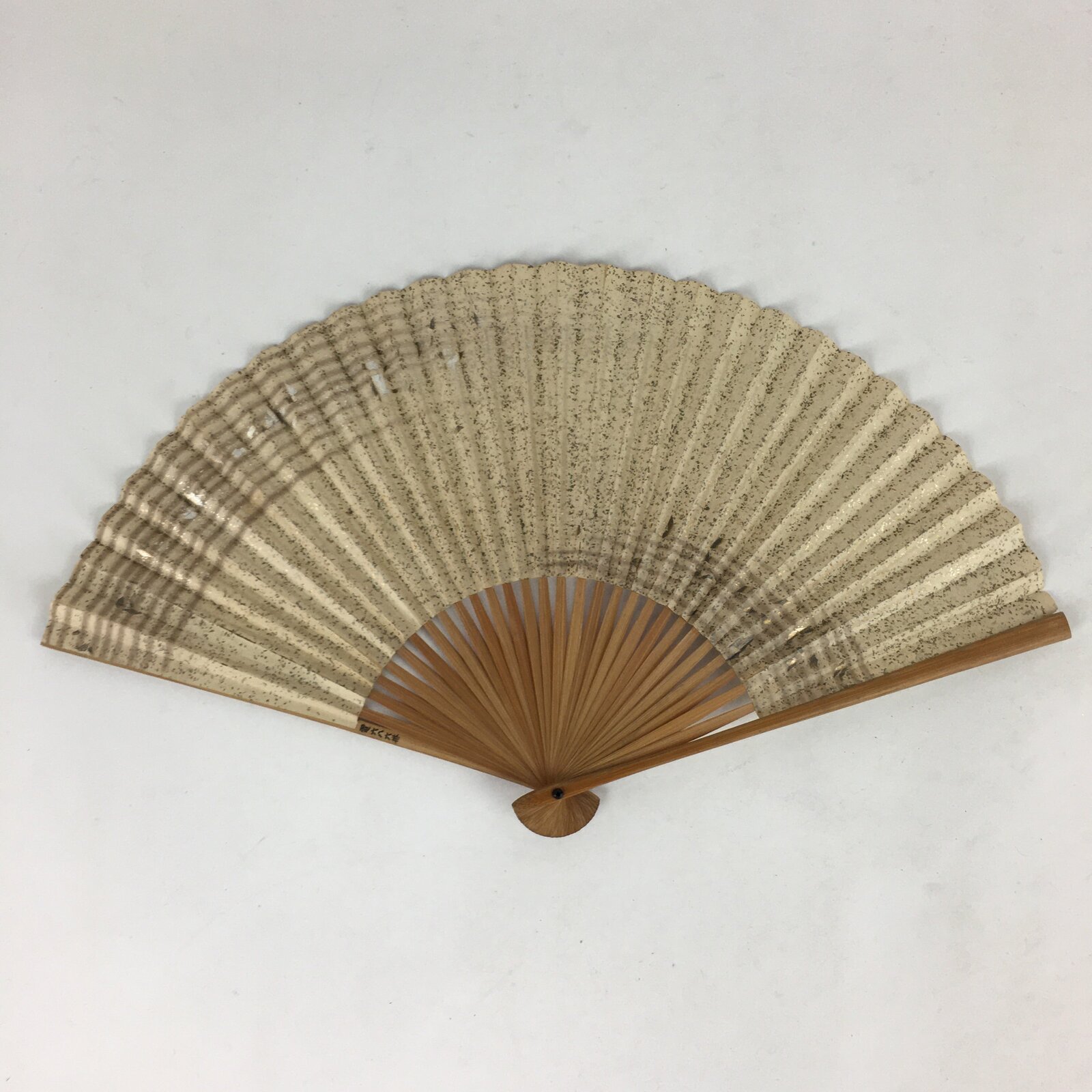 Japanese Folding Fan Vtg Sensu Bamboo Frame Paper Golden Glitter 4D601