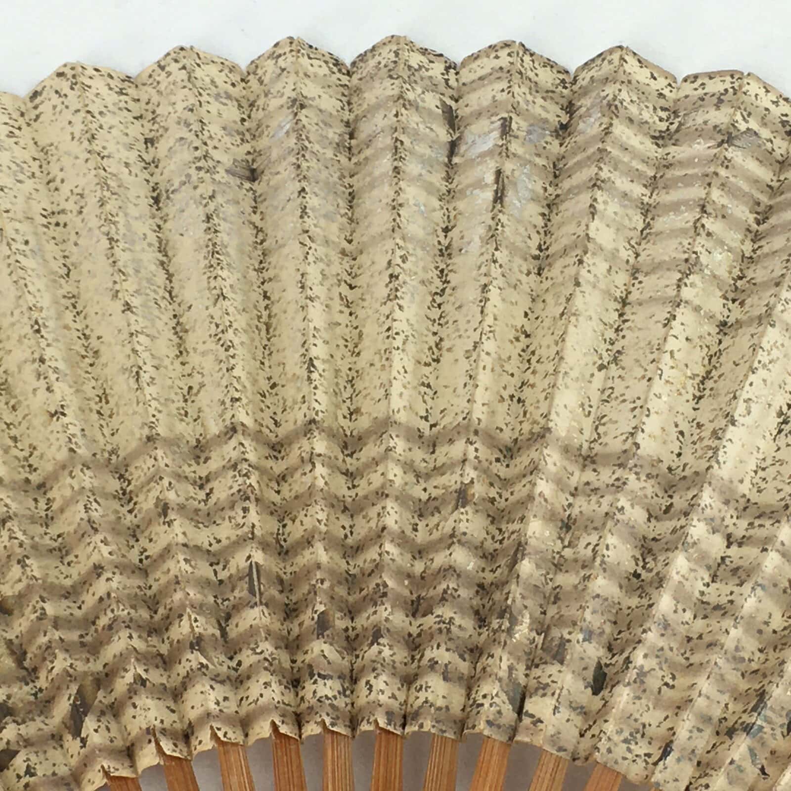 Japanese Folding Fan Vtg Sensu Bamboo Frame Paper Golden Glitter 4D601