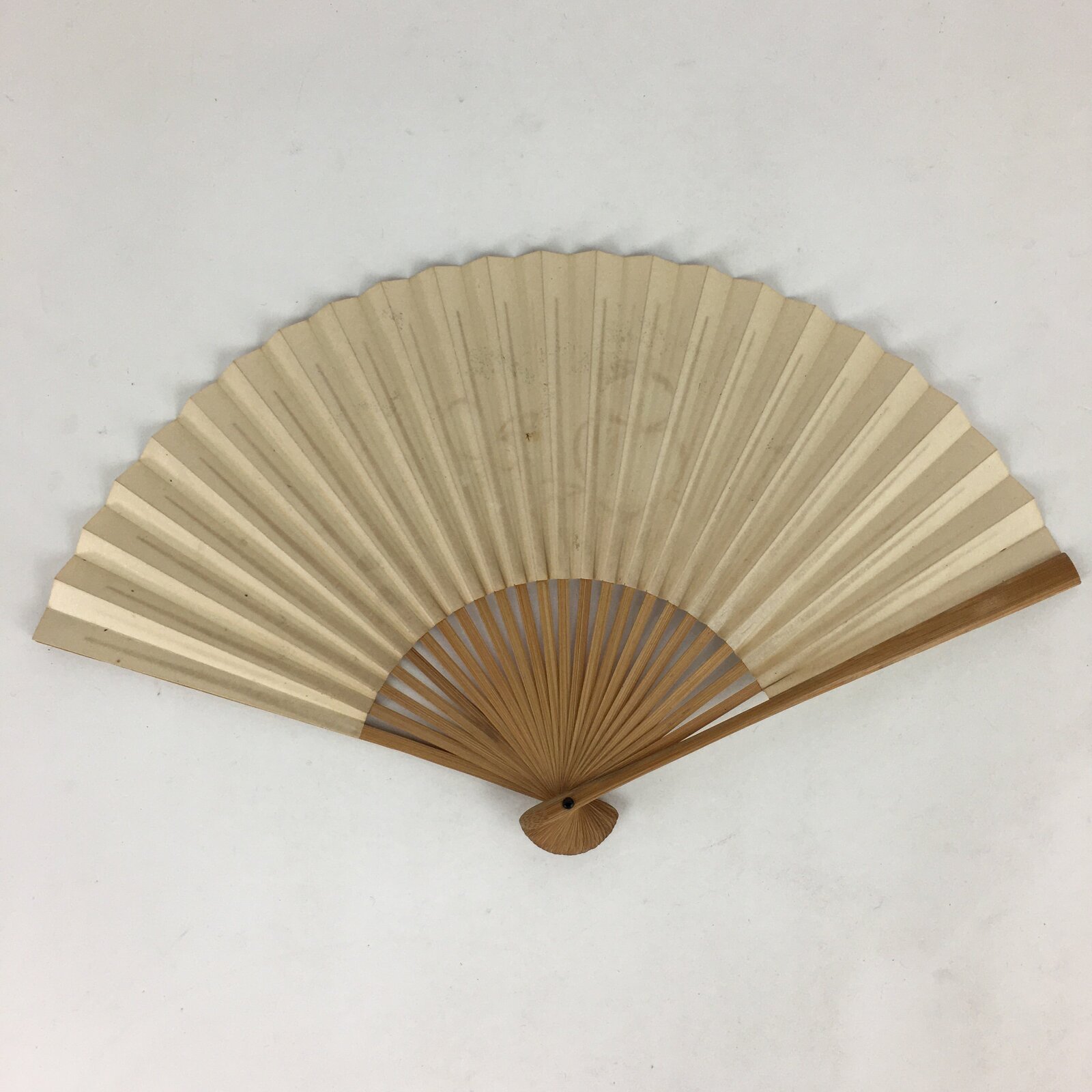 Japanese Folding Fan Vtg Sensu Bamboo Frame Paper Gourds Hyotan 4D599